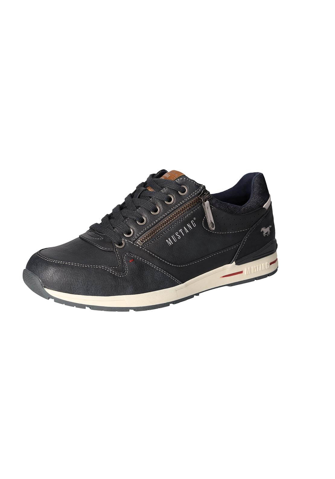 Mustang Side Zip Lace-Up - Navy 1 Shaws Department Stores