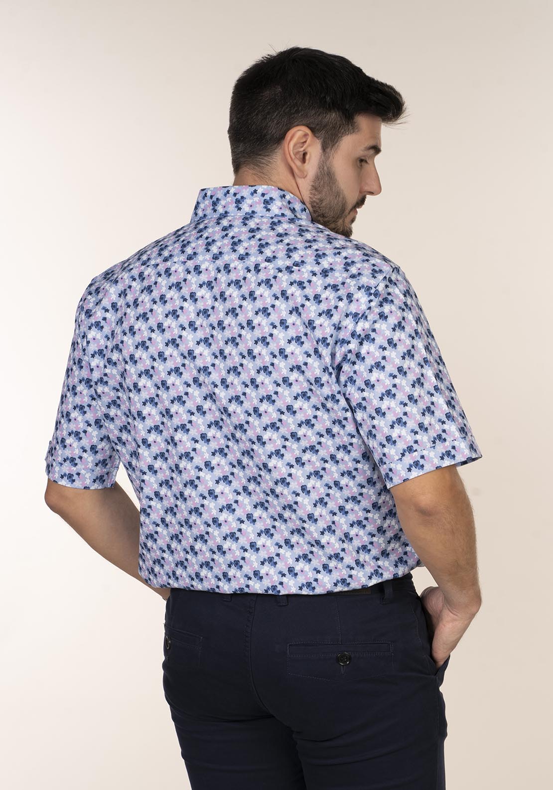 Yeats Casual Patterned Short Sleeve Shirt - Pink 4 Shaws Department Stores