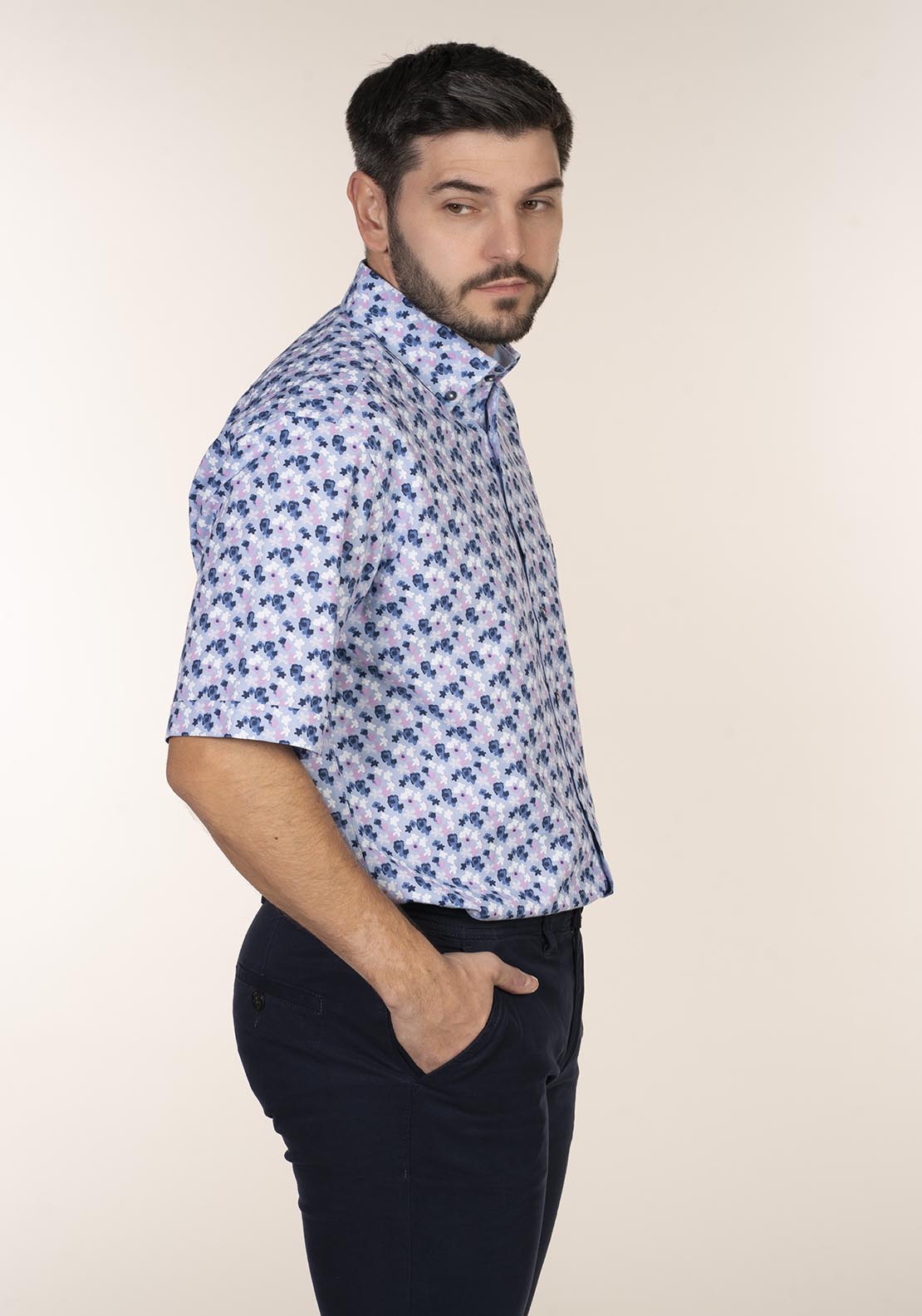 Yeats Casual Patterned Short Sleeve Shirt - Pink 6 Shaws Department Stores