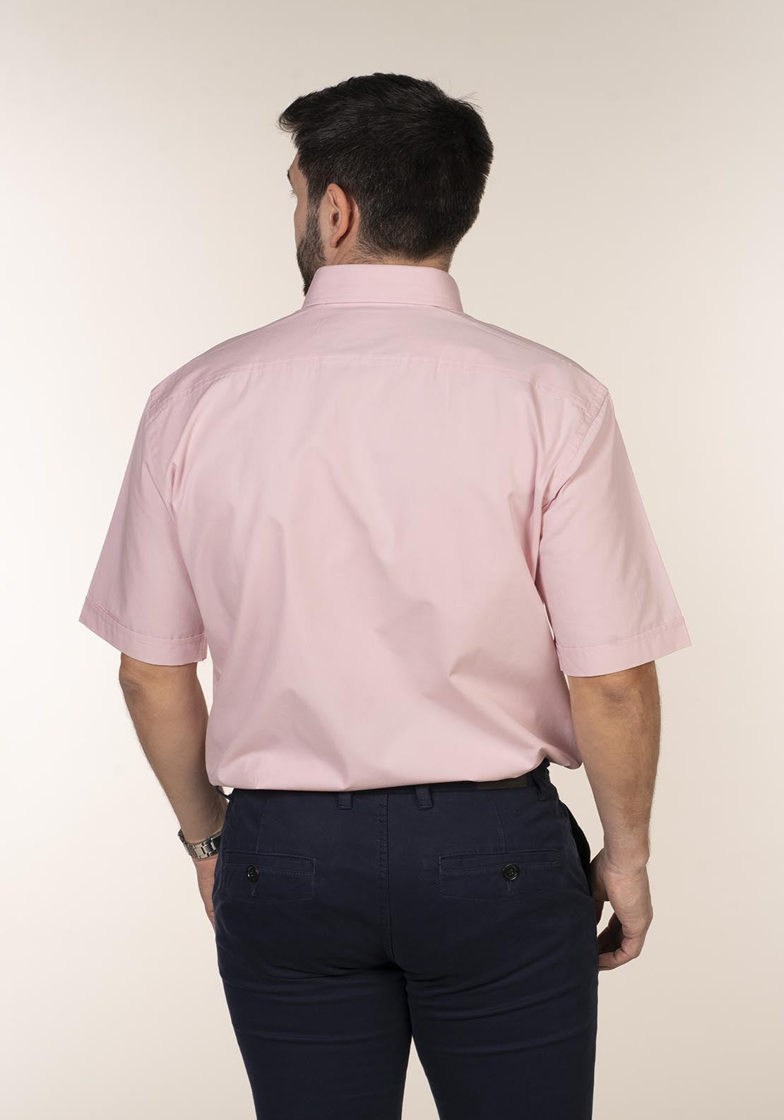 Yeats Casual Plain Short Sleeve Shirt - Pink 3 Shaws Department Stores
