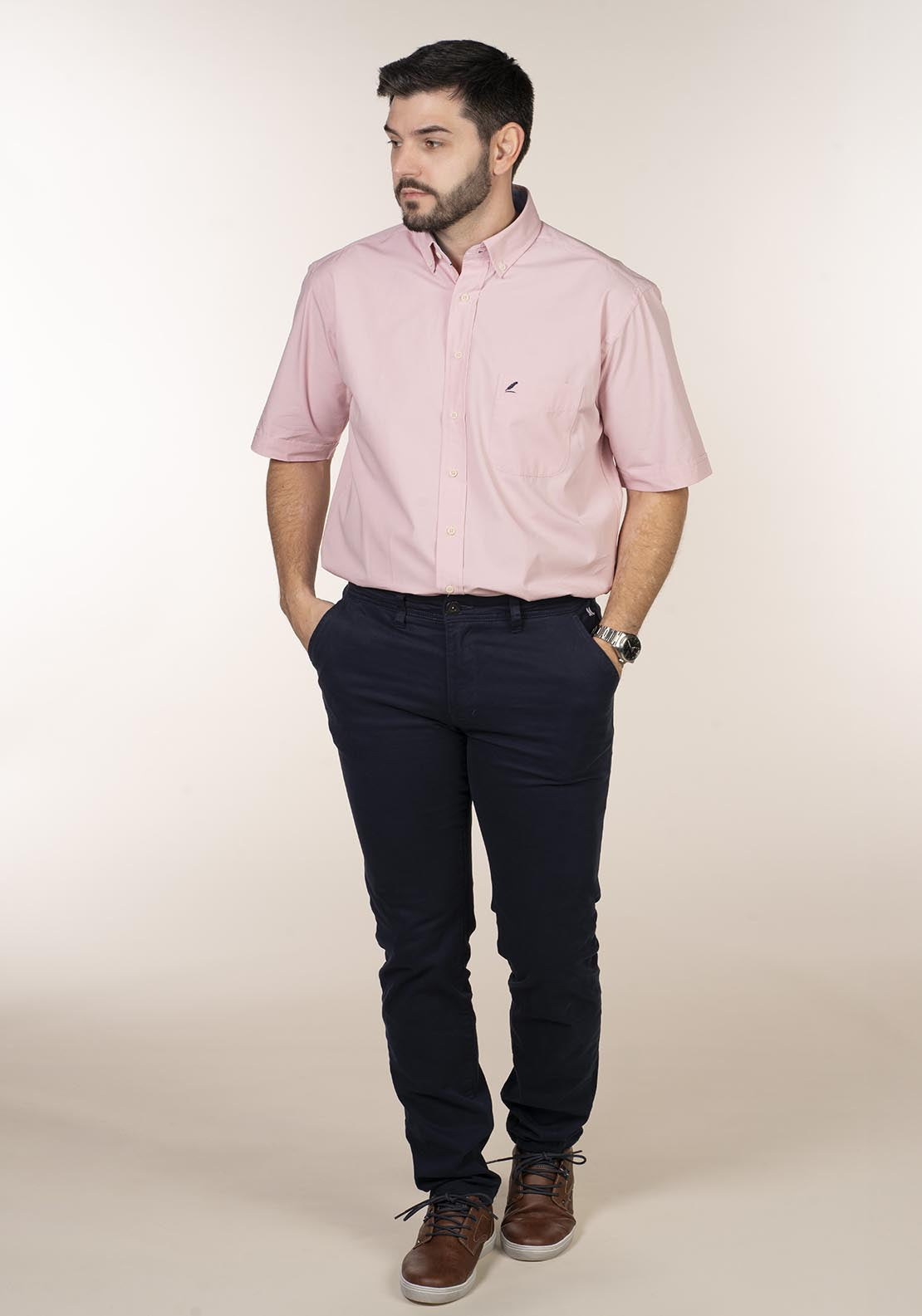 Yeats Casual Plain Short Sleeve Shirt - Pink 2 Shaws Department Stores