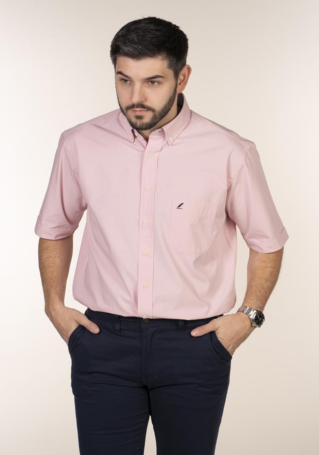 Yeats Casual Plain Short Sleeve Shirt - Pink 1 Shaws Department Stores