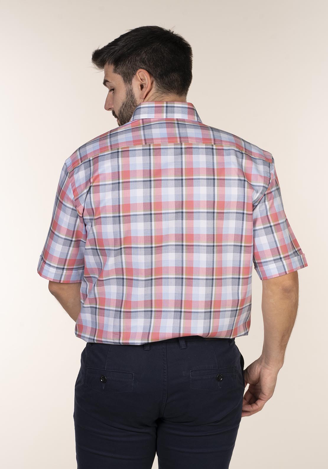 Yeats Casual Check Short Sleeve Shirt - Pink 4 Shaws Department Stores
