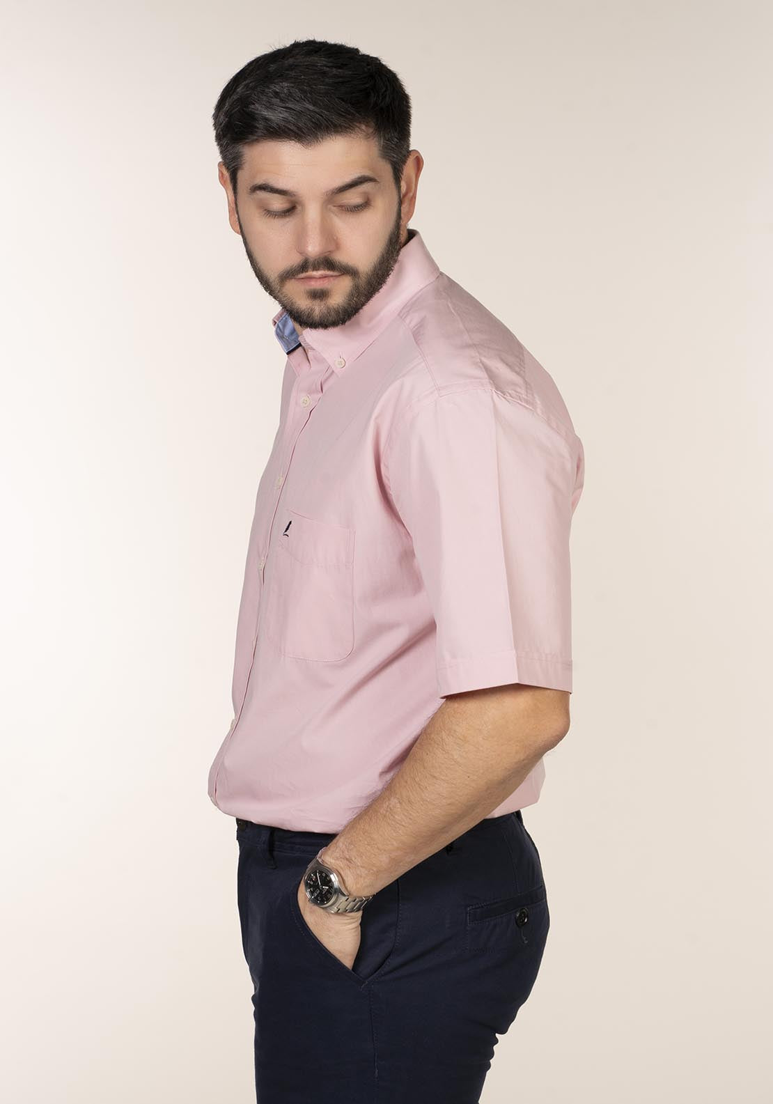 Yeats Casual Plain Short Sleeve Shirt - Pink 5 Shaws Department Stores
