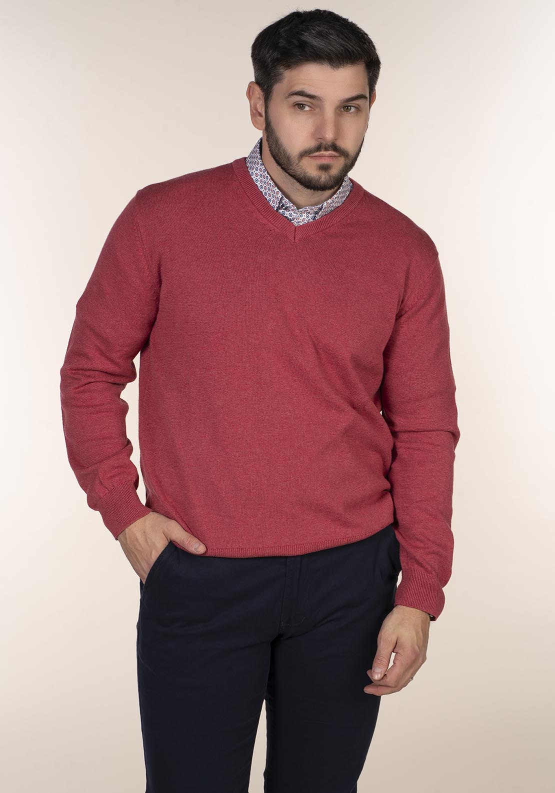 Yeats Plain Cotton V Neck Sweaters 2 Shaws Department Stores