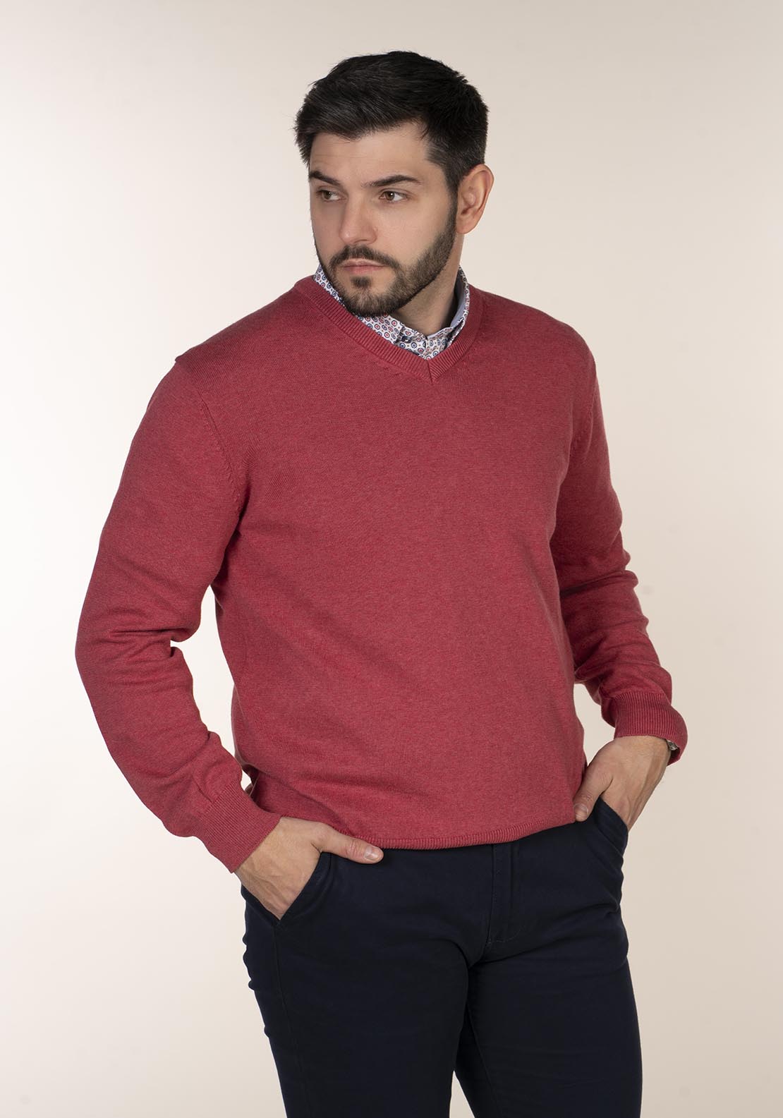 Yeats Plain Cotton V Neck Sweaters 3 Shaws Department Stores