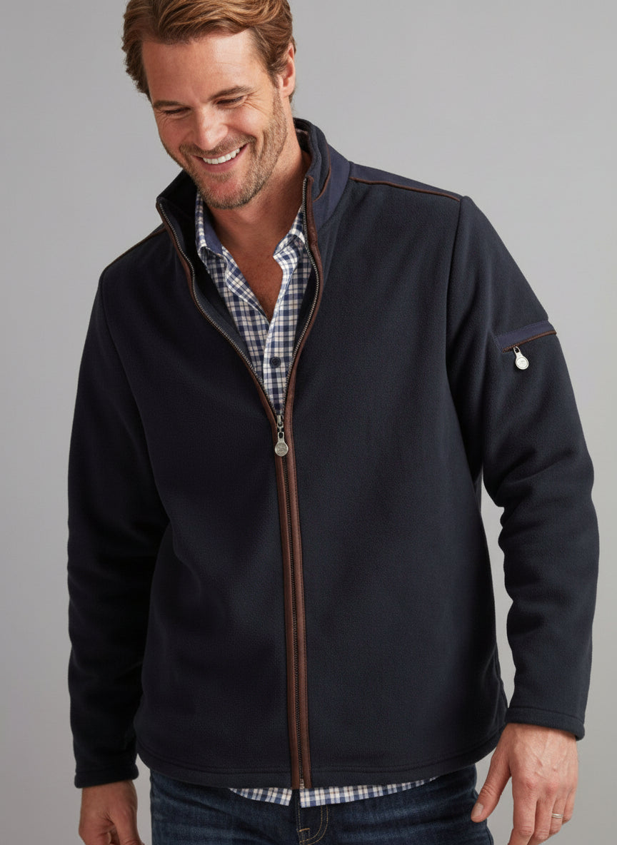 Vedoneire Fleece Full Zip with Contrast Shoulders - Navy 2 Shaws Department Stores