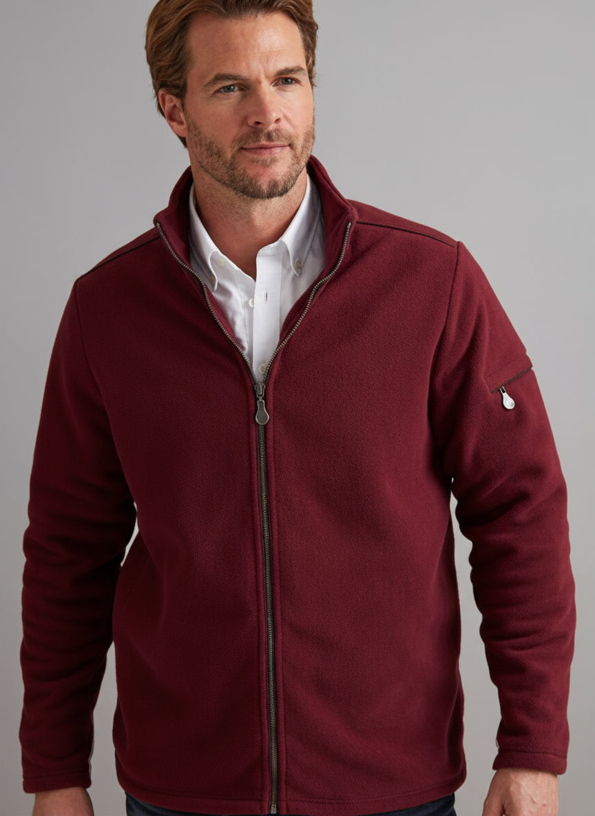 Vedoneire Fleece Full Zip with Contrast Shoulders - Red 2 Shaws Department Stores