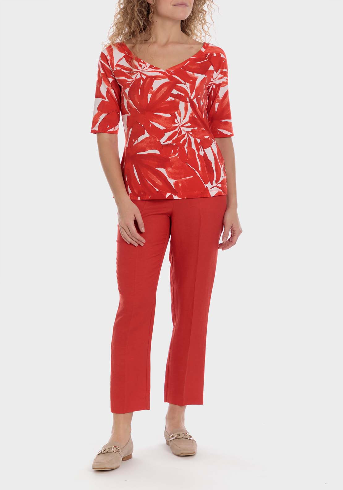 Punt Roma Tropical Print T-Shirt - Red 3 Shaws Department Stores