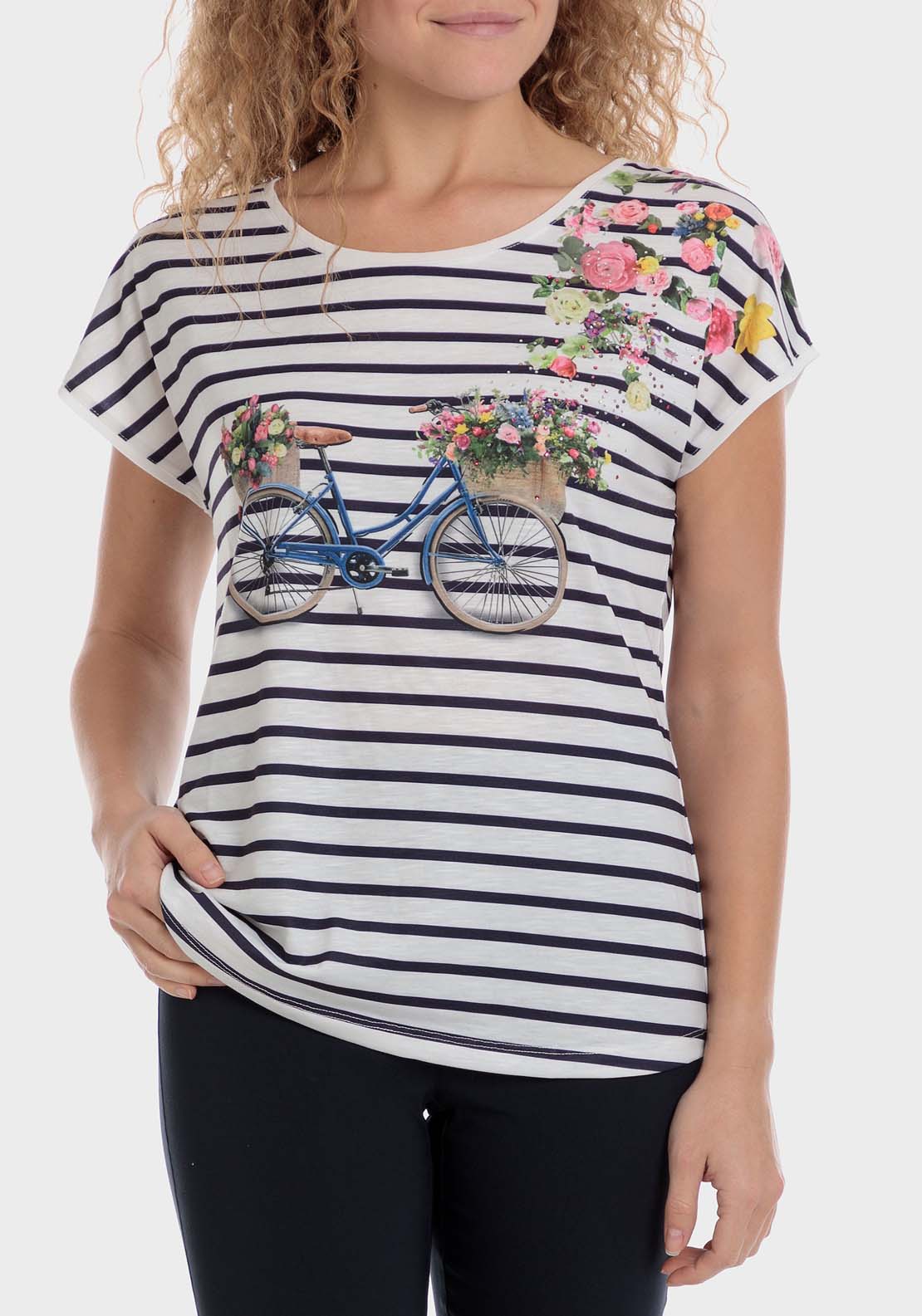 Punt Roma Floral Striped T-Shirt 1 Shaws Department Stores