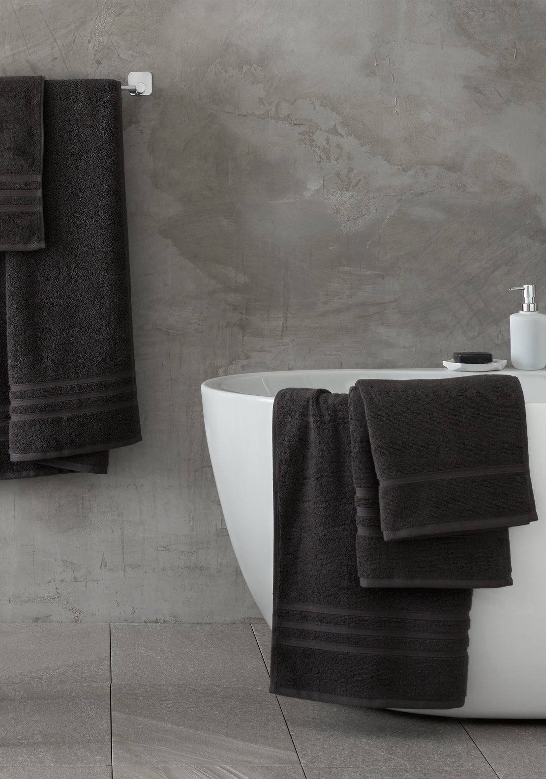Catherine Lansfield 100% Cotton Zero Twist Towel 450gsm - Grey 1 Shaws Department Stores