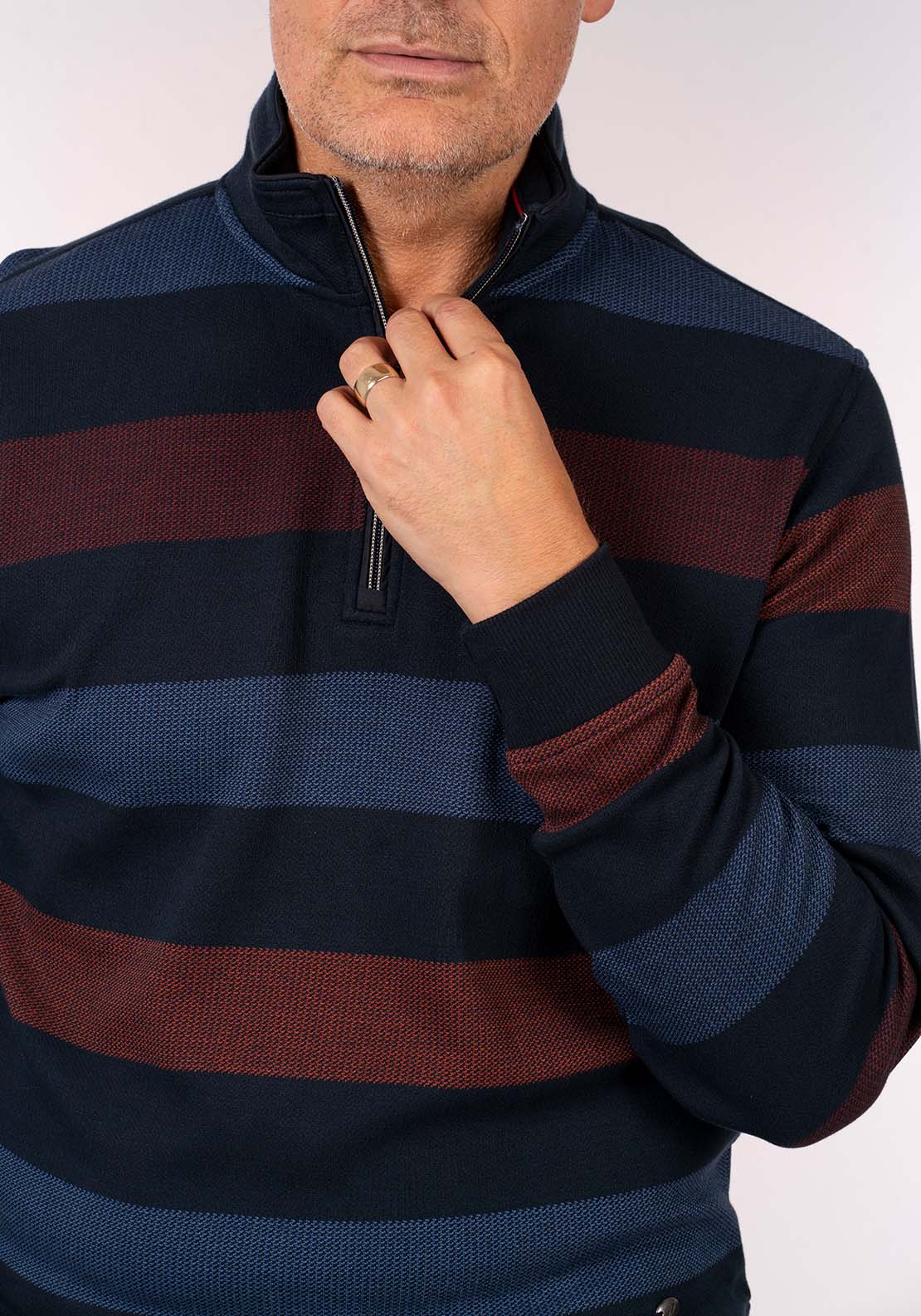 Yeats 1/4 Zip Stripe Sweater - Blue 2 Shaws Department Stores