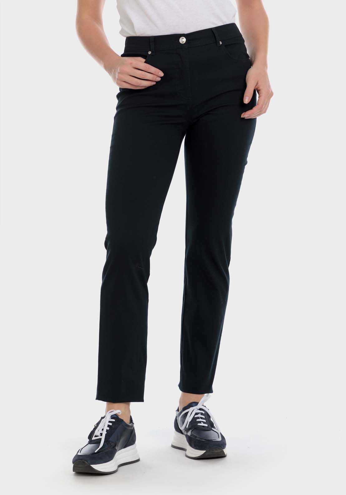 Punt Roma Cotton Trousers With Elastic 2 Shaws Department Stores