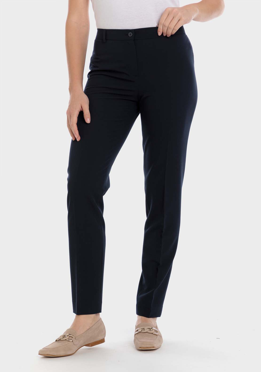 Punt Roma Viscose Trousers - Navy 1 Shaws Department Stores