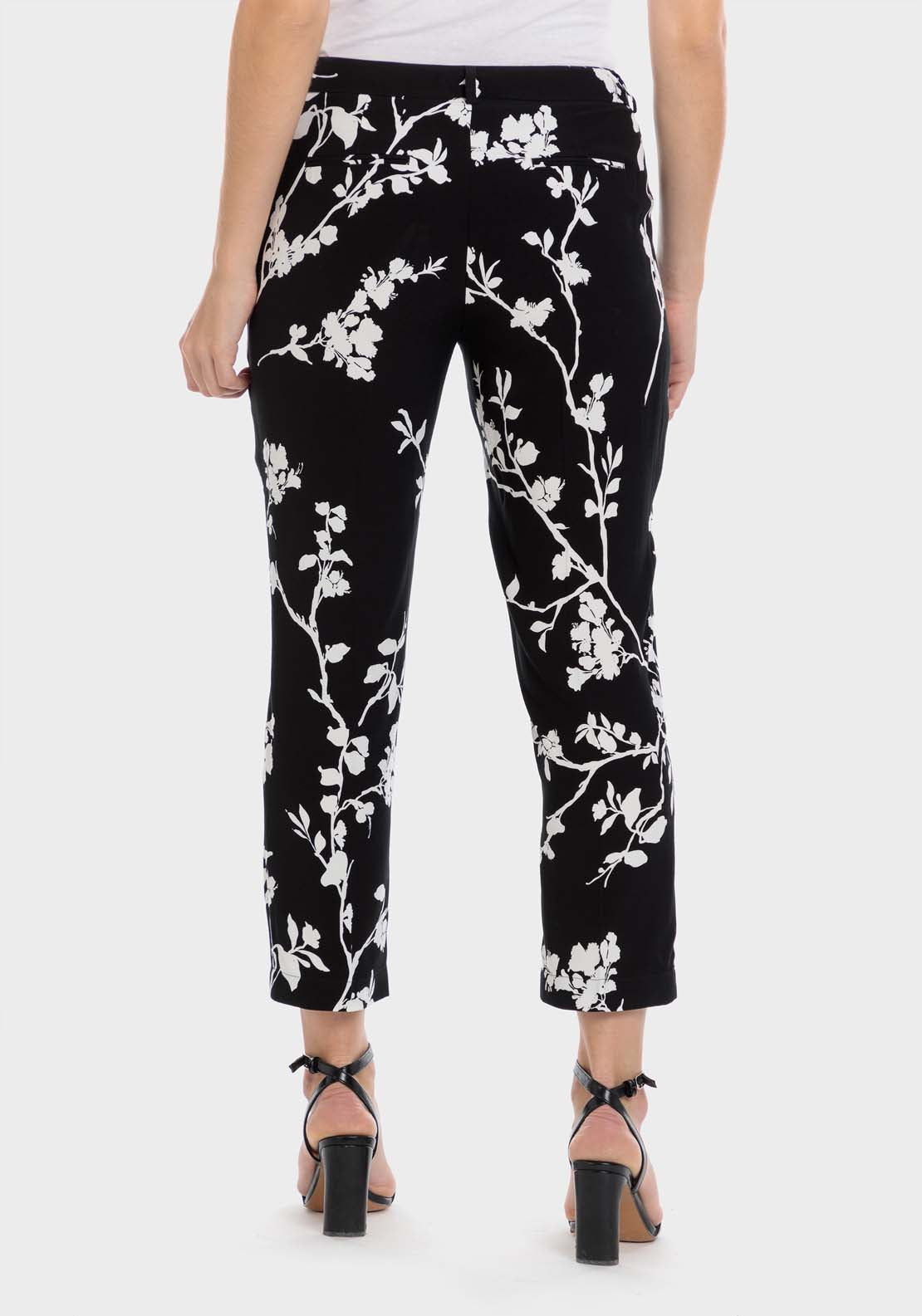 Punt Roma Floral Print Trousers - Black 2 Shaws Department Stores