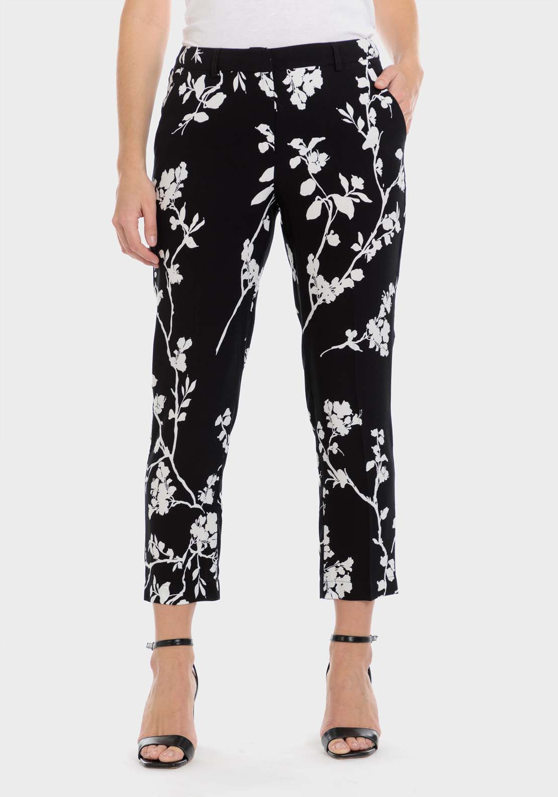 Punt Roma Floral Print Trousers - Black 1 Shaws Department Stores