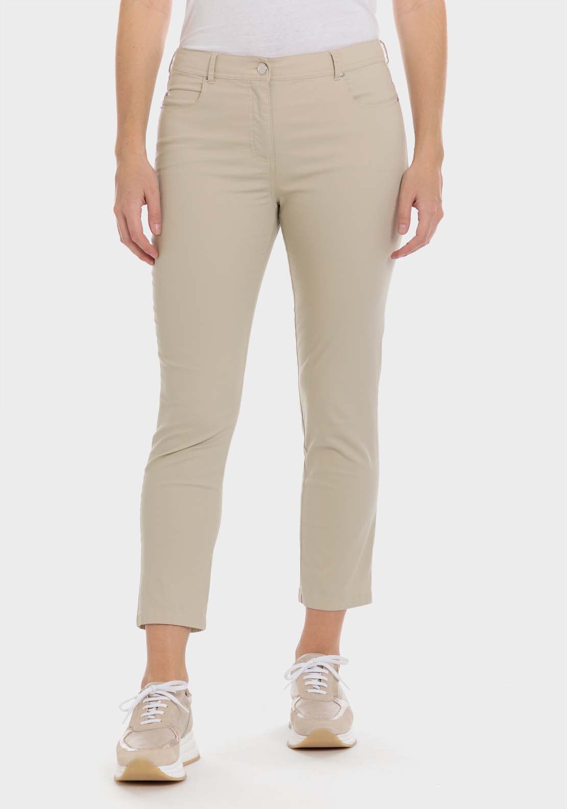 Punt Roma Cotton Capri Trousers - Beige 1 Shaws Department Stores