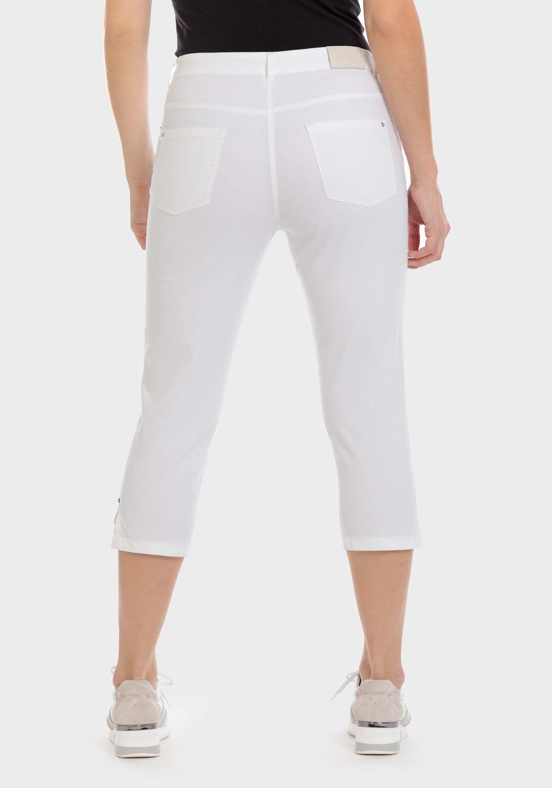 Punt Roma Cotton Crop Trousers - White 2 Shaws Department Stores