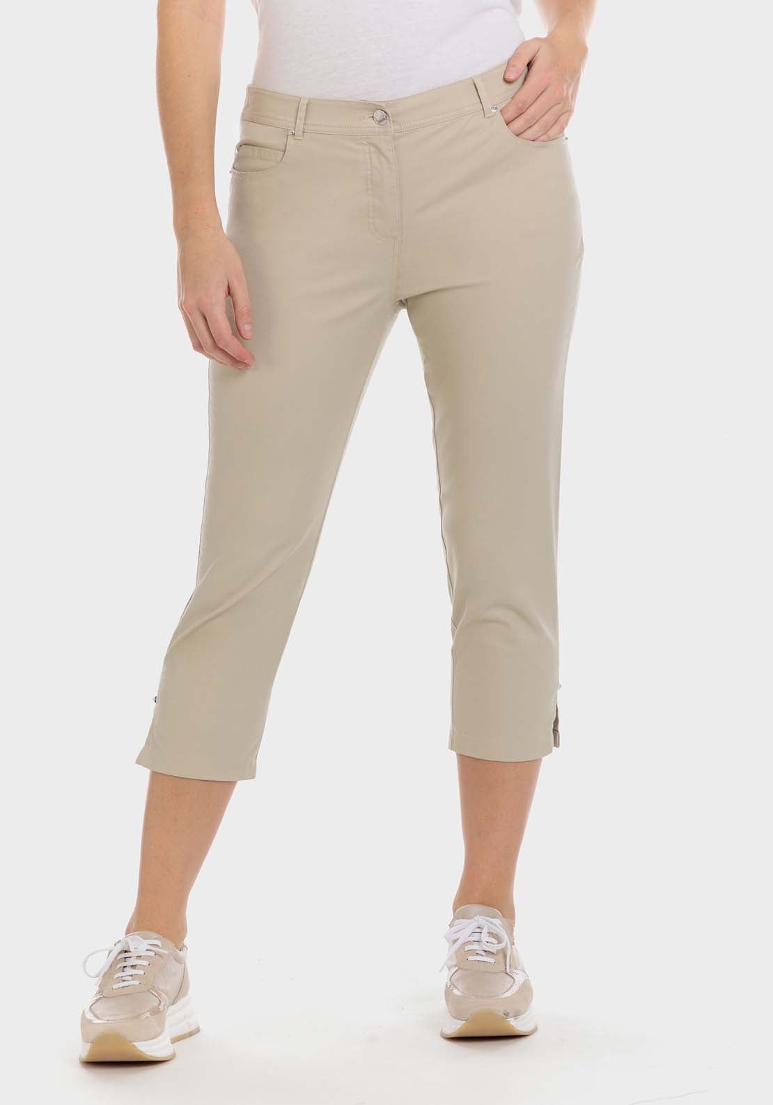 Punt Roma Cotton Crop Trousers - Beige 1 Shaws Department Stores