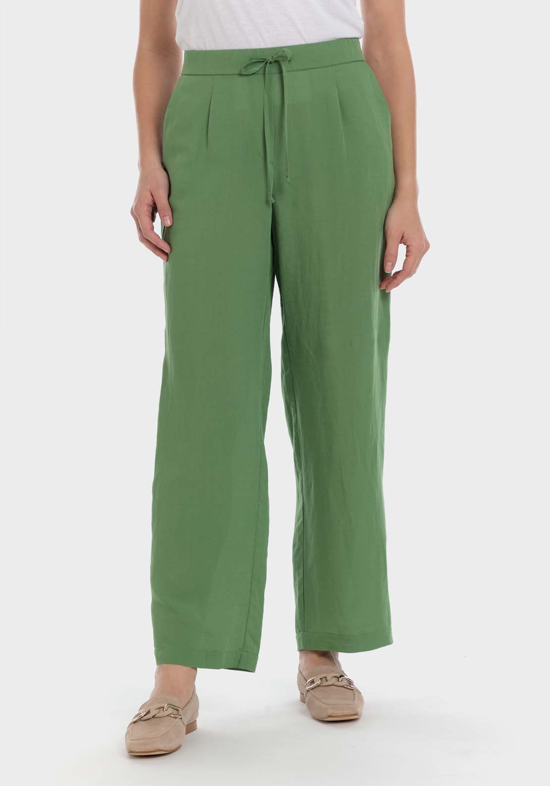 Punt Roma Linen Trousers - Green 2 Shaws Department Stores