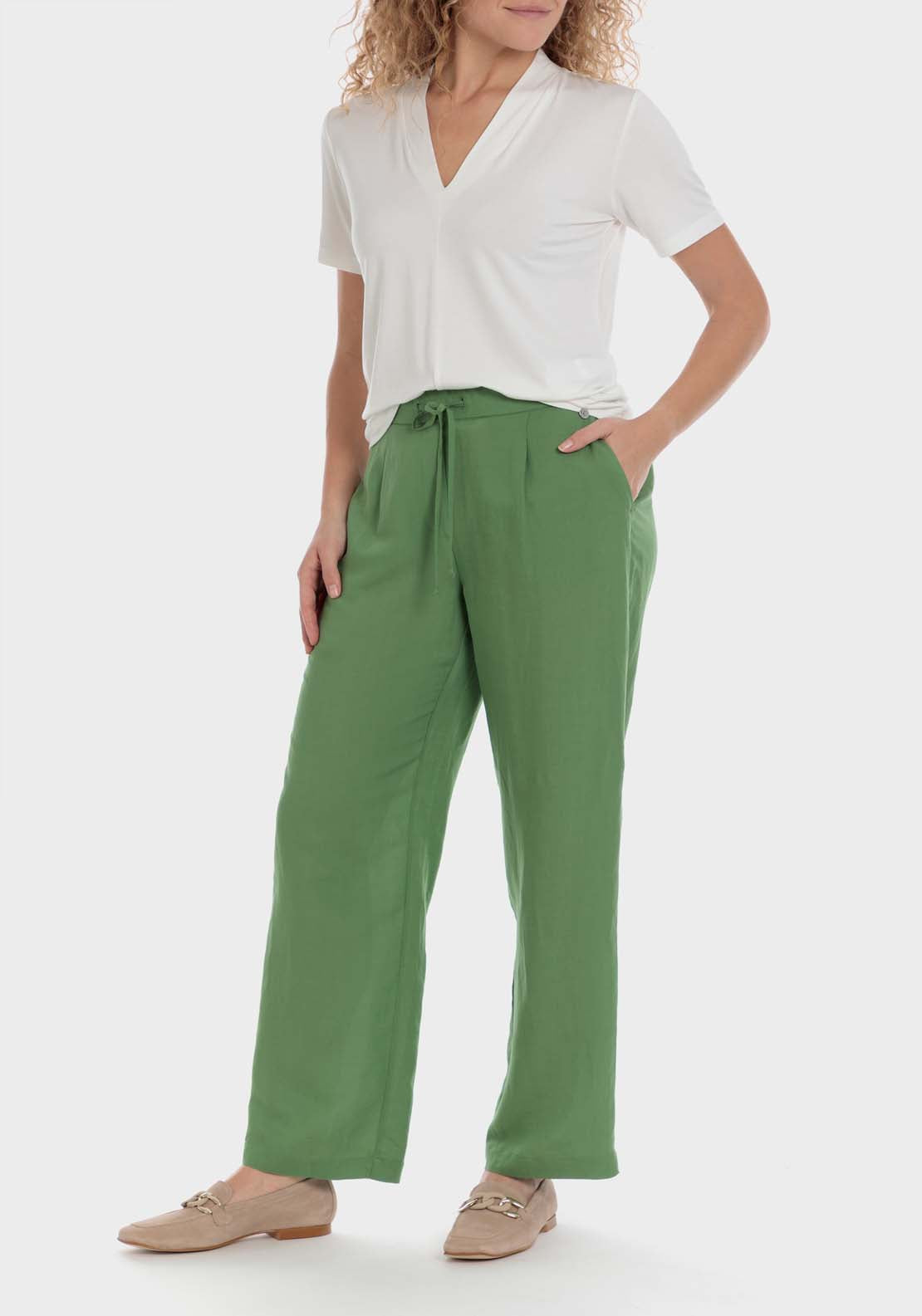 Punt Roma Linen Trousers - Green 4 Shaws Department Stores