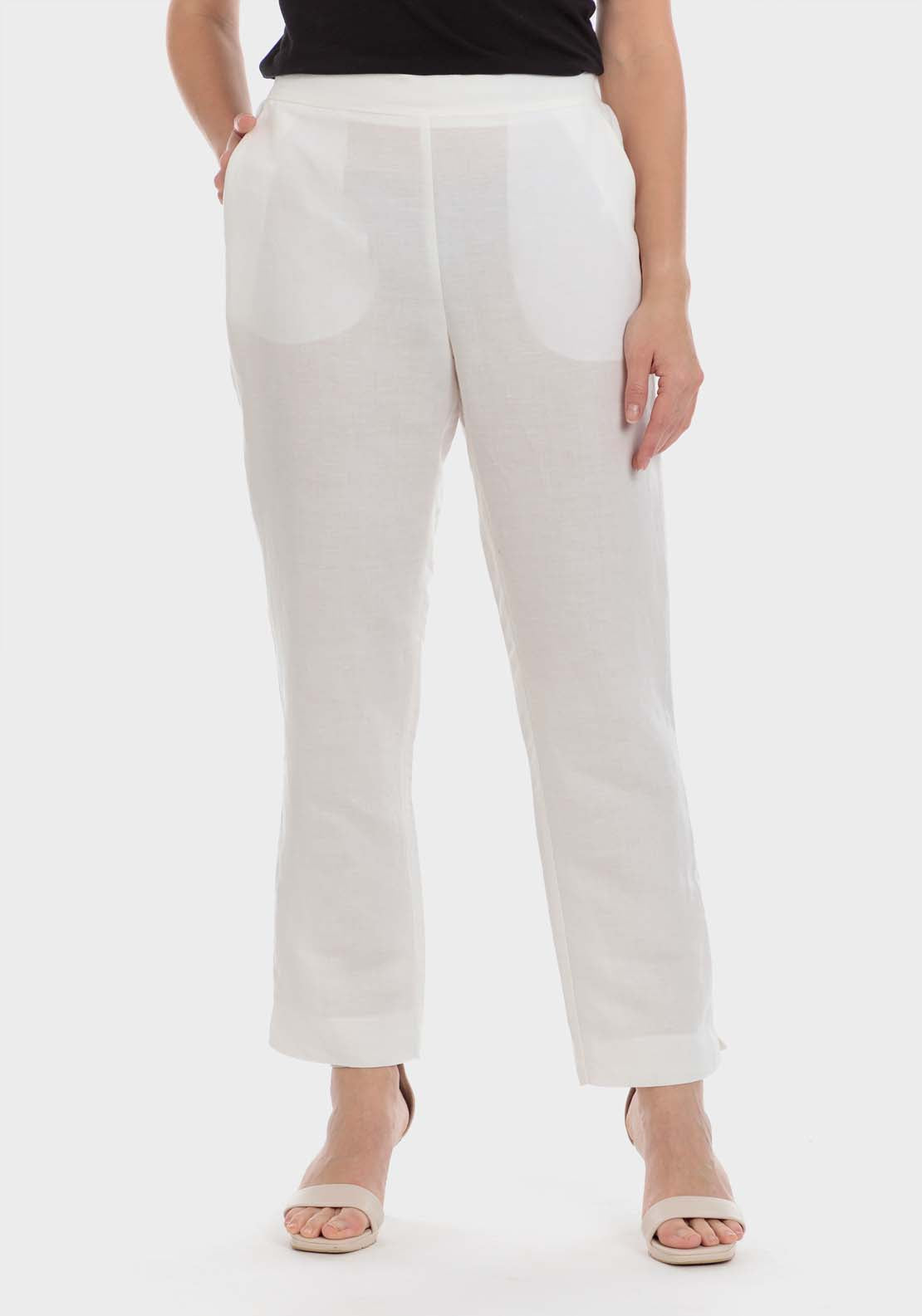 Punt Roma Linen Trouser - White 1 Shaws Department Stores