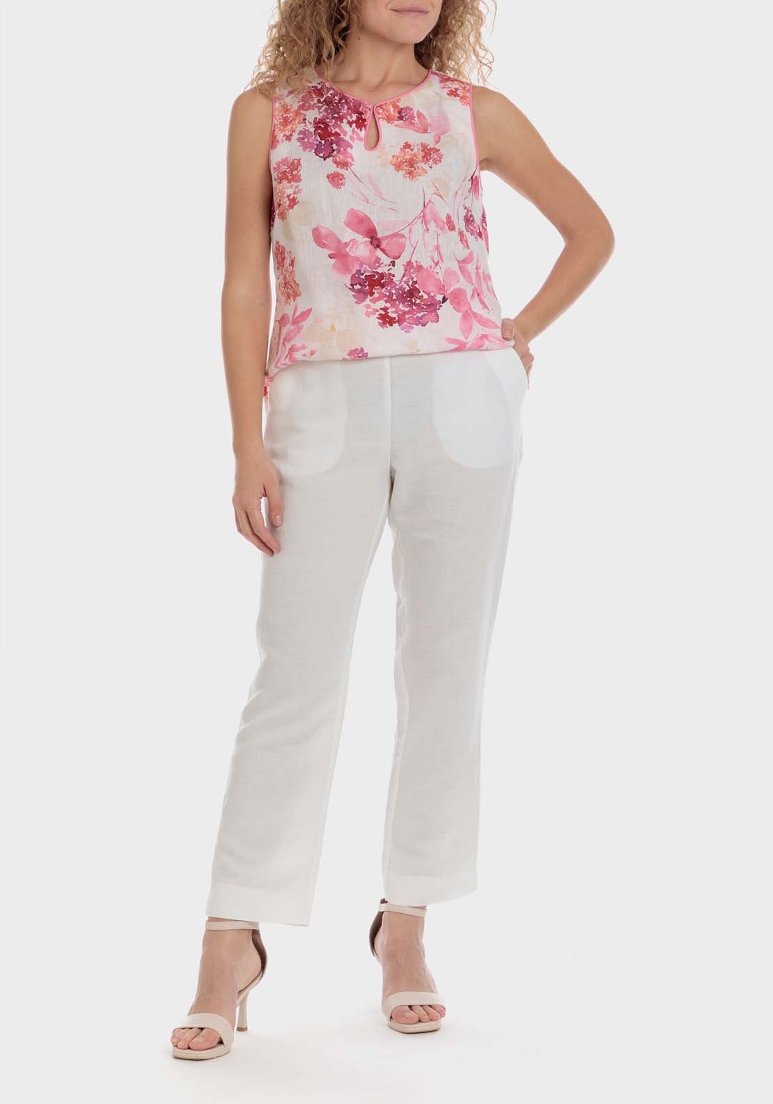 Punt Roma Linen Trouser - White 3 Shaws Department Stores