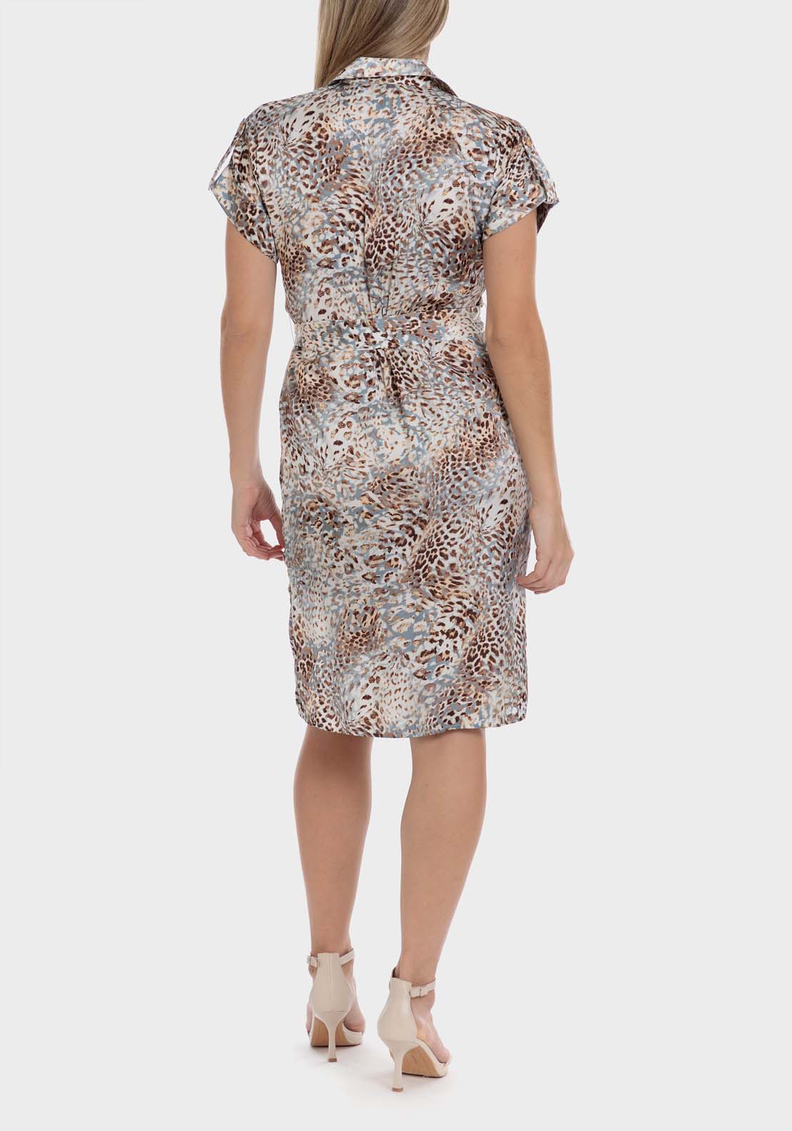 Punt Roma Animal Print Dress - Beige 3 Shaws Department Stores