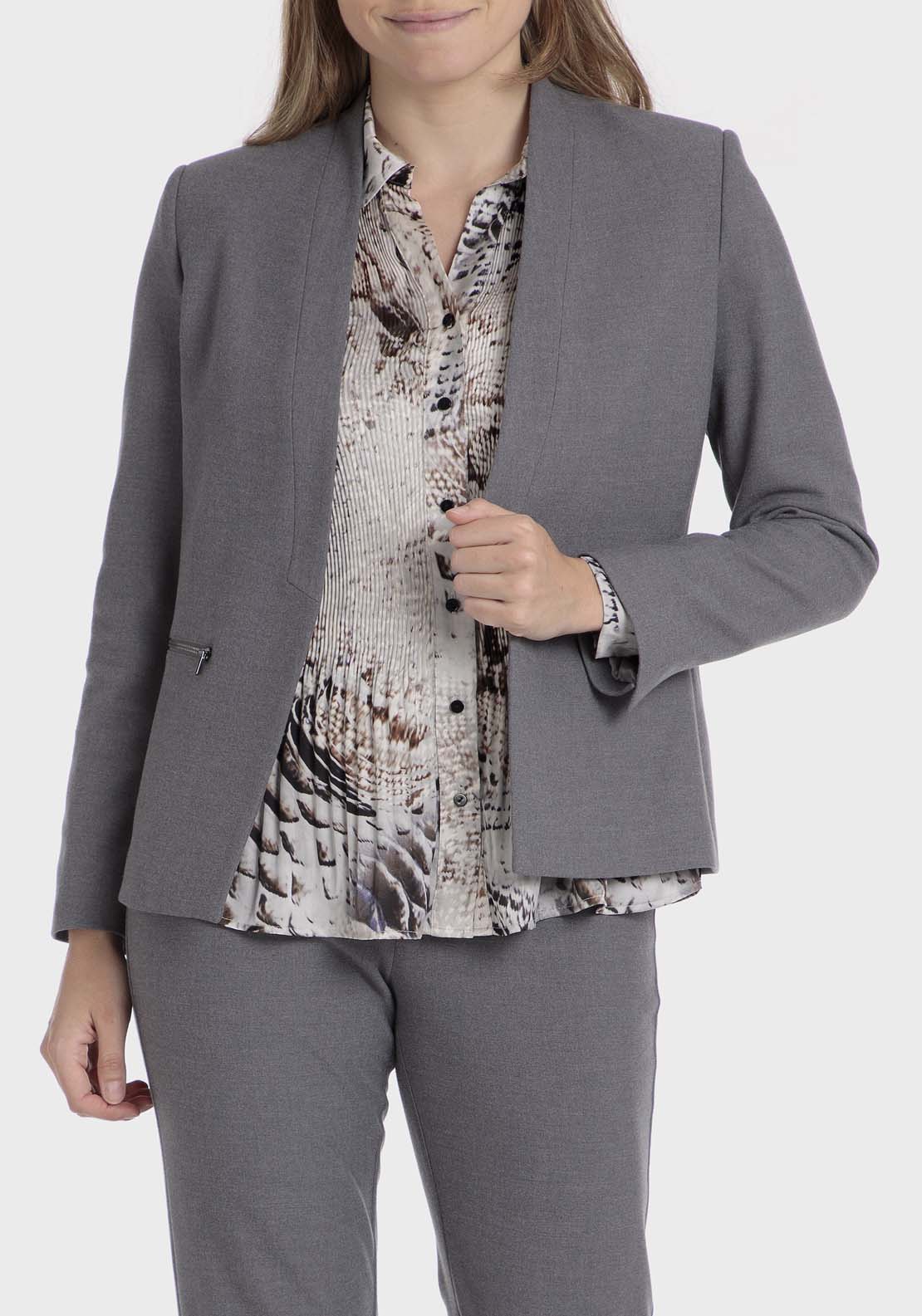 Punt Roma Jacket With Pockets - Grey 1 Shaws Department Stores