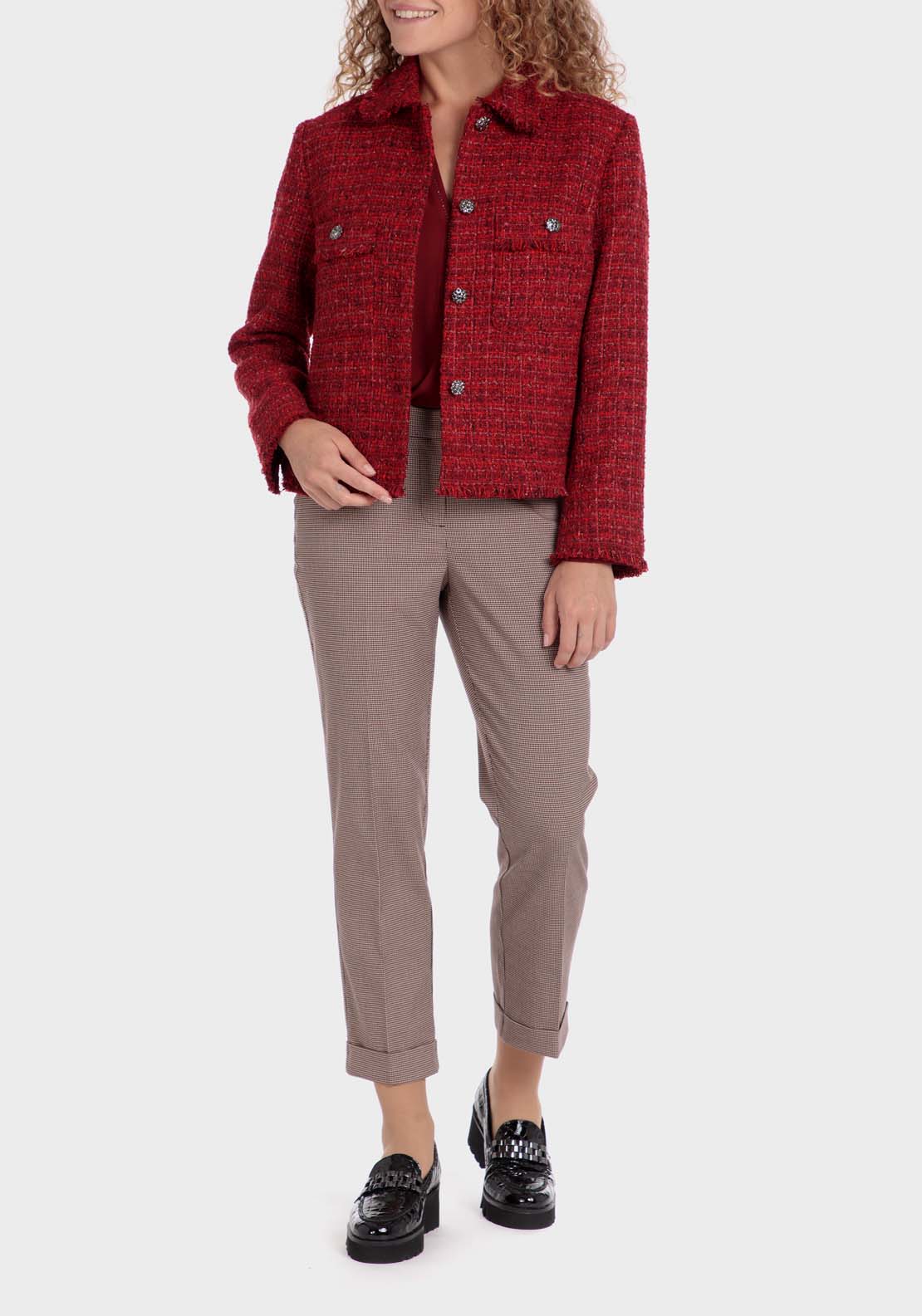 Punt Roma Metallic Thread Jacket - Garnet 3 Shaws Department Stores