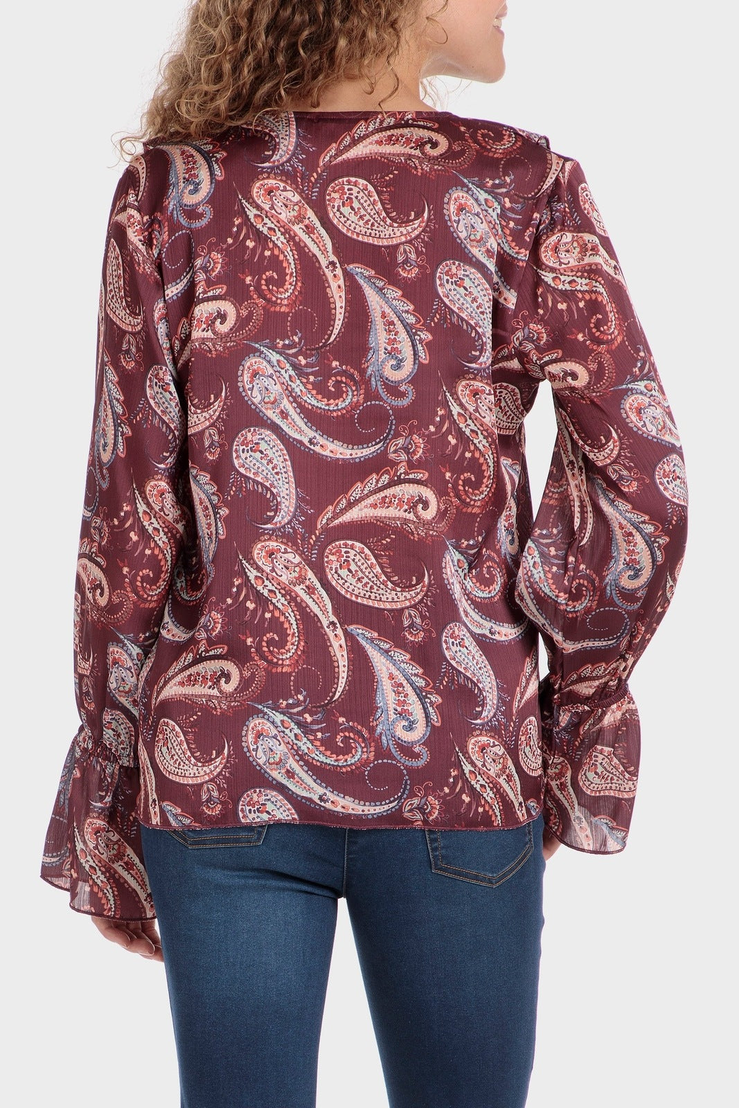 Punt Roma Printed Loose Fitting Blouse - Red 2 Shaws Department Stores