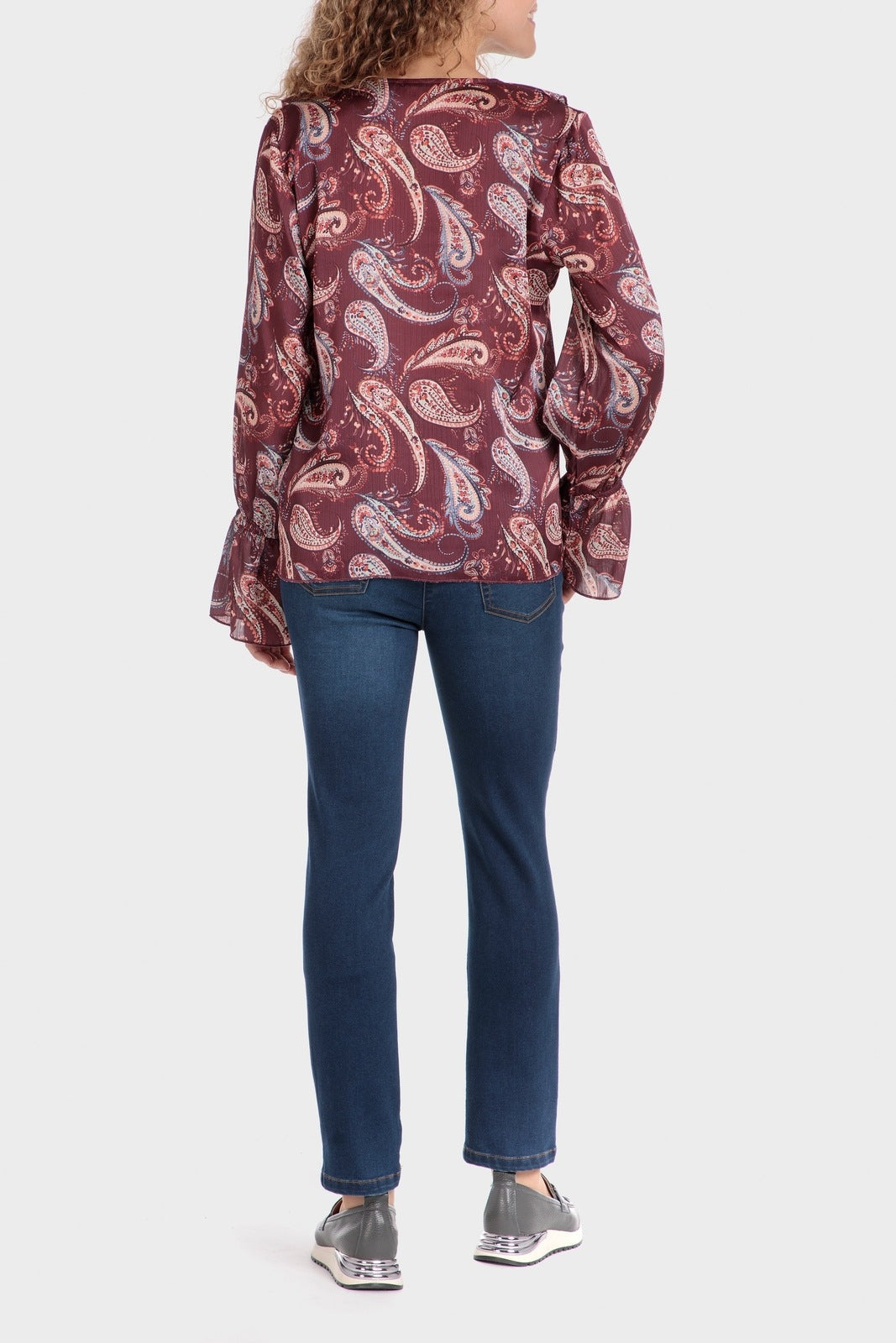 Punt Roma Printed Loose Fitting Blouse - Red 4 Shaws Department Stores