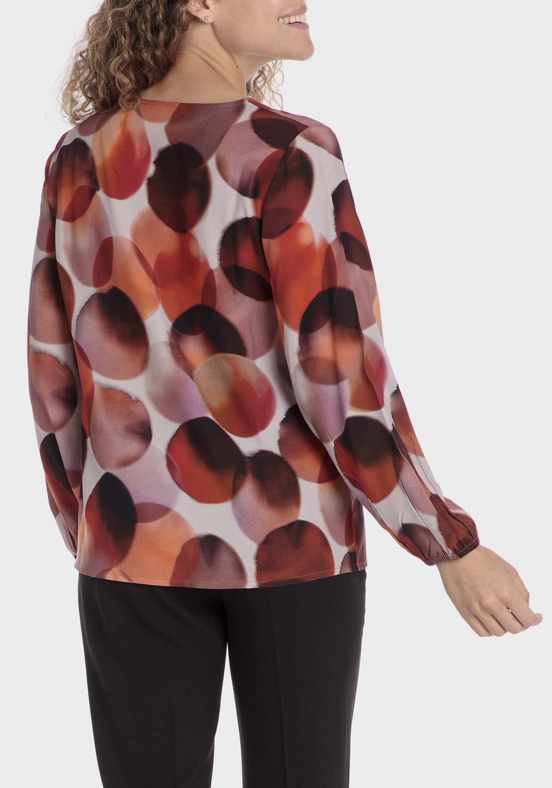 Punt Roma Printed Loose Fitting Blouse - Garnet 2 Shaws Department Stores