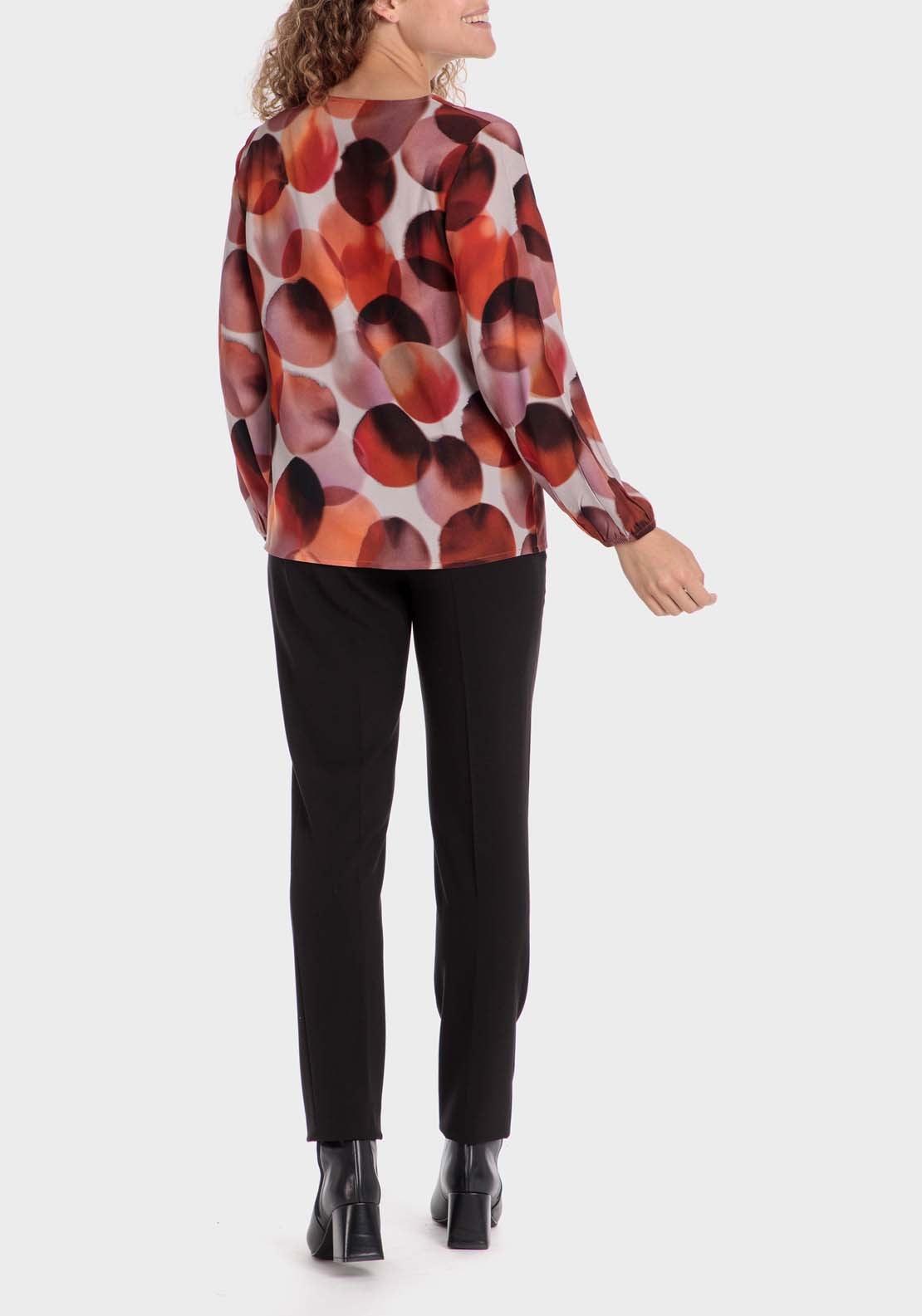 Punt Roma Printed Loose Fitting Blouse - Garnet 4 Shaws Department Stores