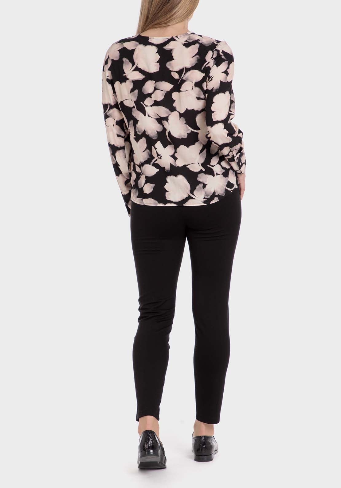 Punt Roma Printed Loose Fitting Blouse - Black 4 Shaws Department Stores