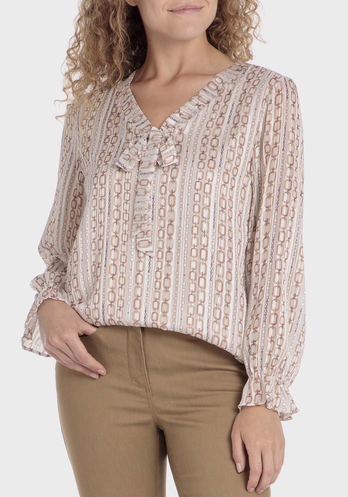 Punt Roma Chains T-Shirt - Beige 1 Shaws Department Stores