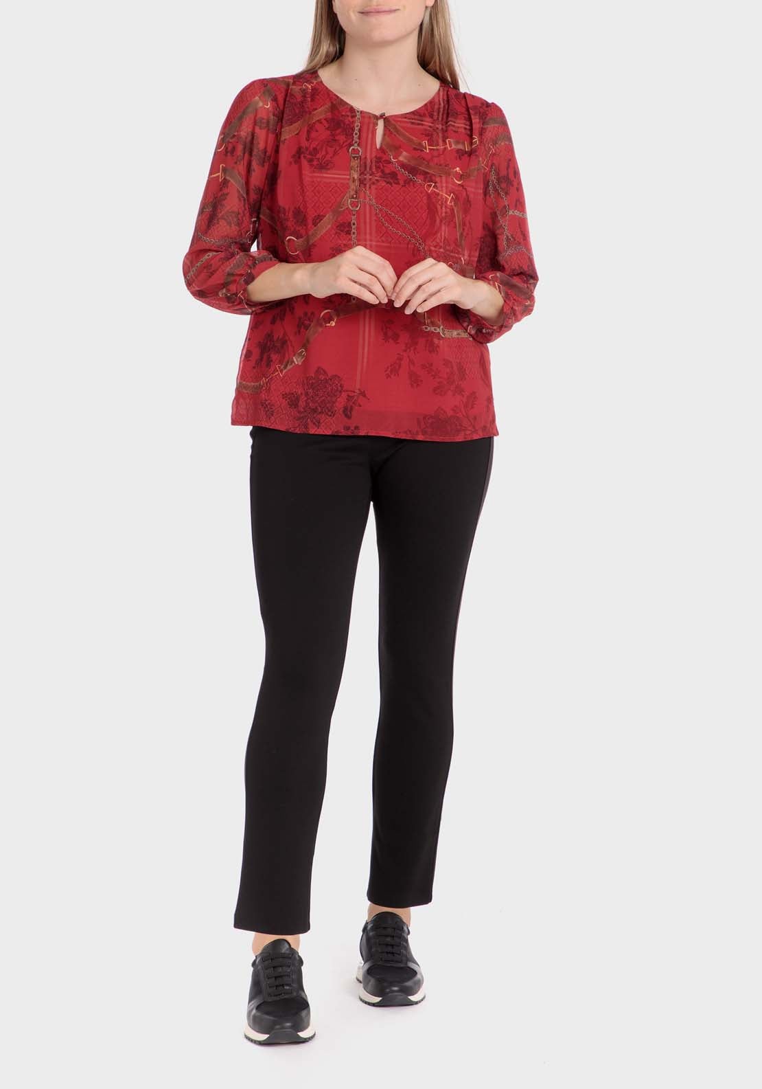 Punt Roma Chains Print T-Shirt - Red 3 Shaws Department Stores