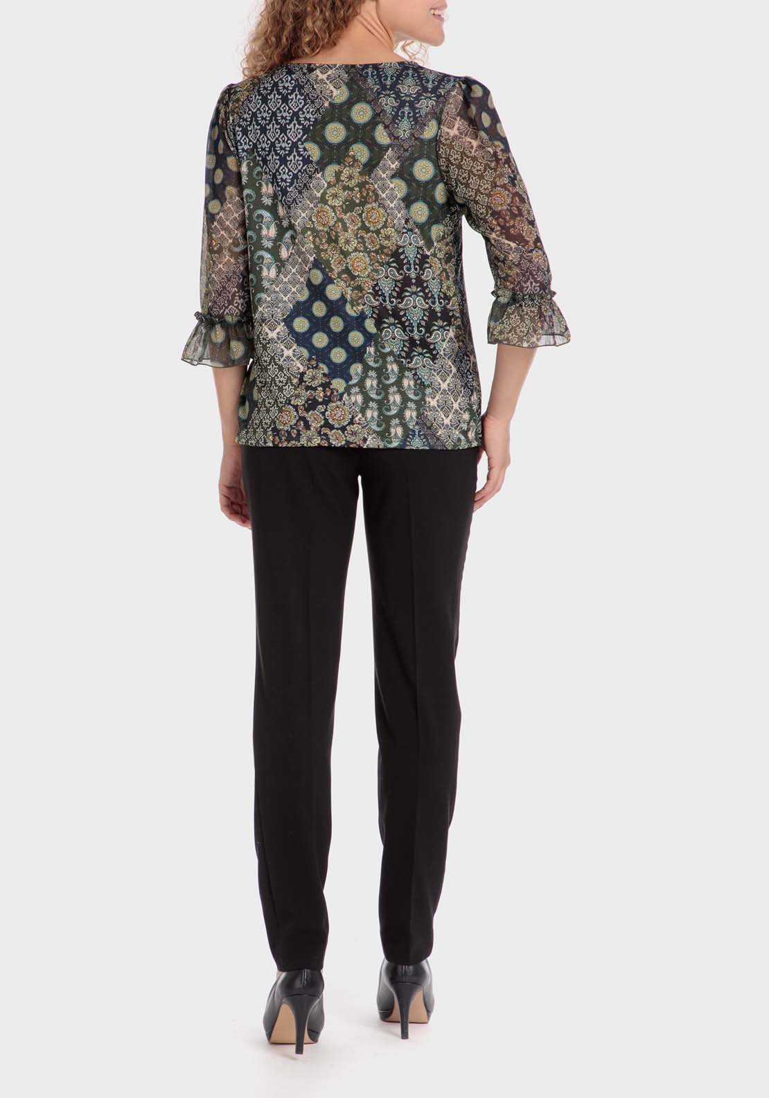 Punt Roma Patchwork Print Shirt - Green 4 Shaws Department Stores