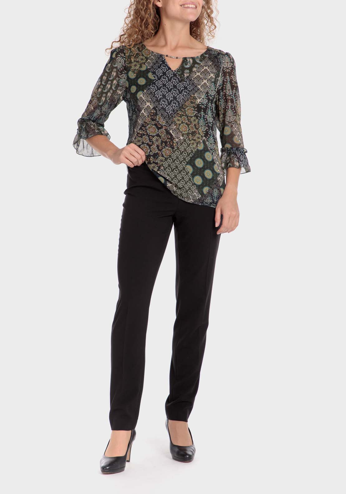 Punt Roma Patchwork Print Shirt - Green 3 Shaws Department Stores
