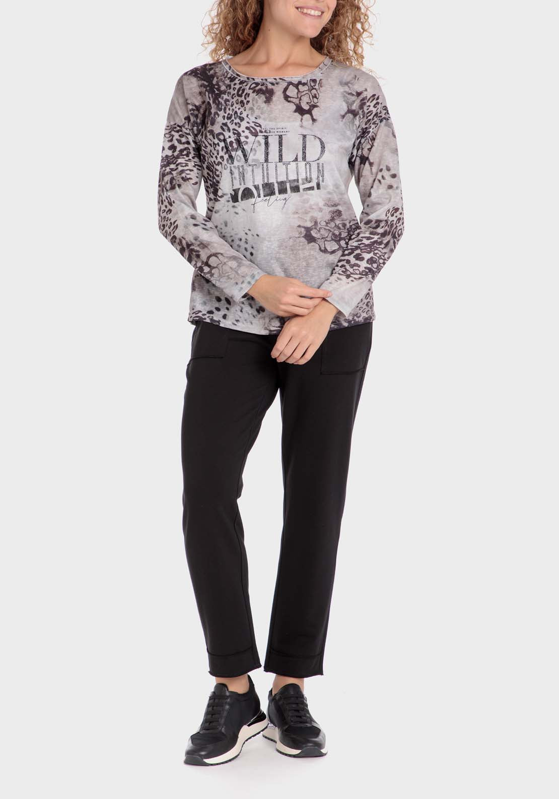 Punt Roma Animal Print T-Shirt - Brown 3 Shaws Department Stores