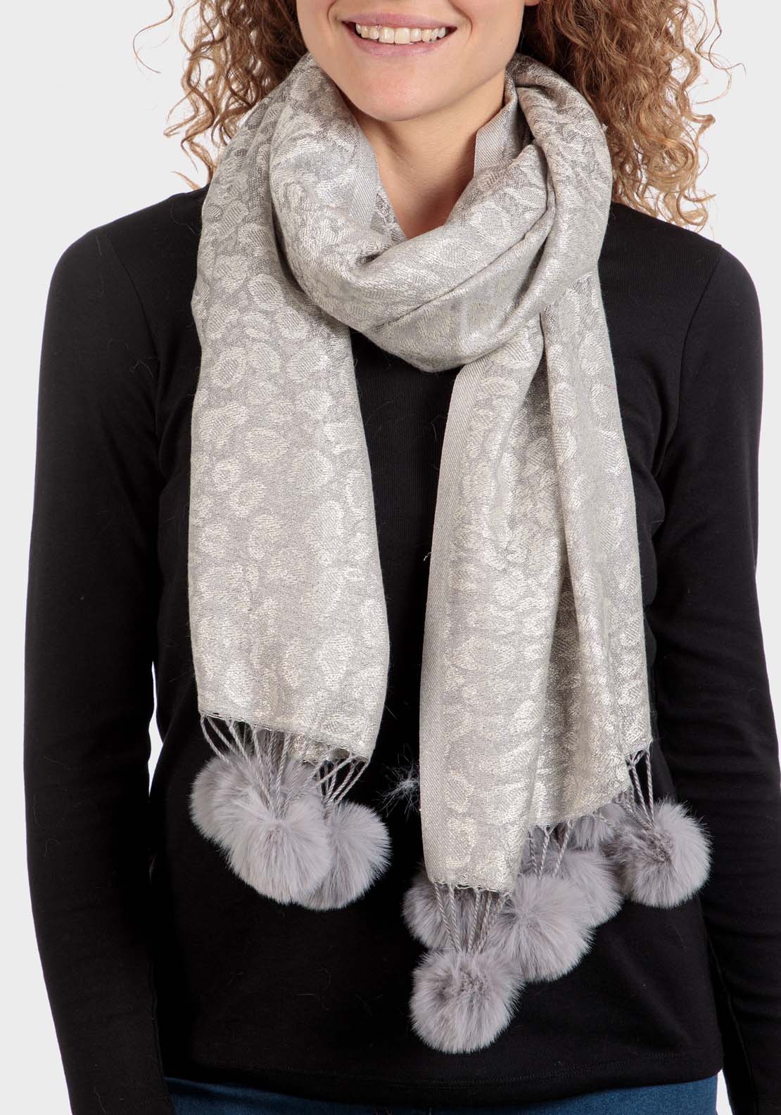 Punt Roma Animal Print Scarf - Metal Silver 1 Shaws Department Stores