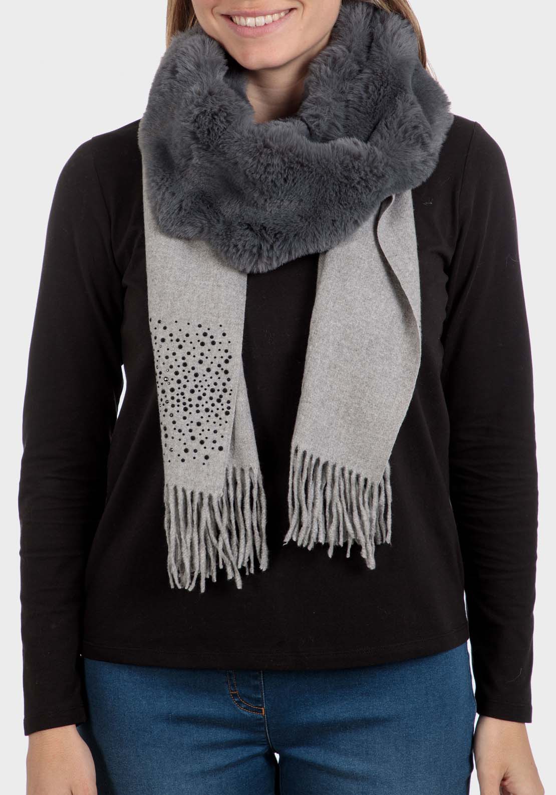 Punt Roma Scarf - Grey 1 Shaws Department Stores