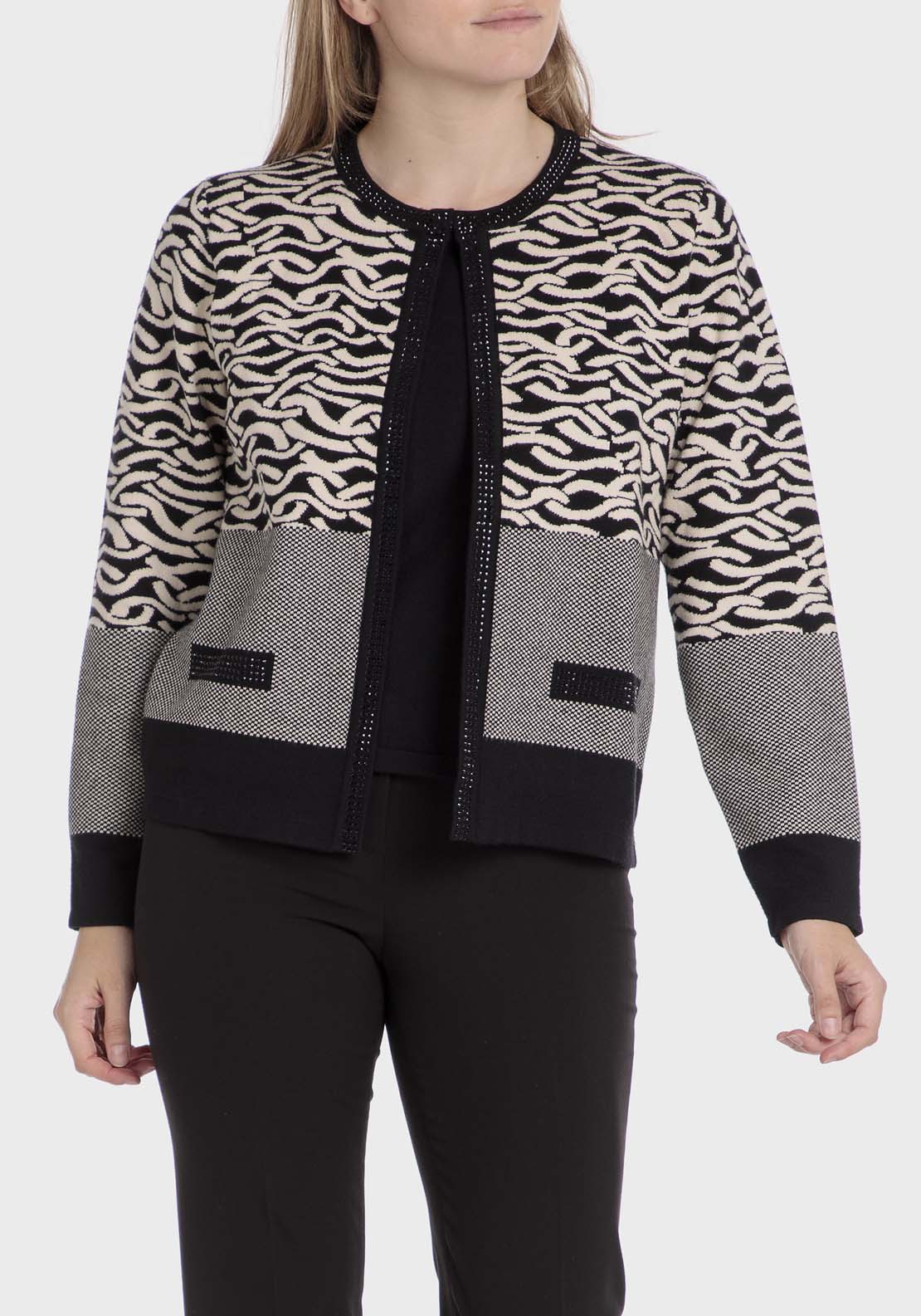 Punt Roma Faux Knitted Twinset - Black 1 Shaws Department Stores