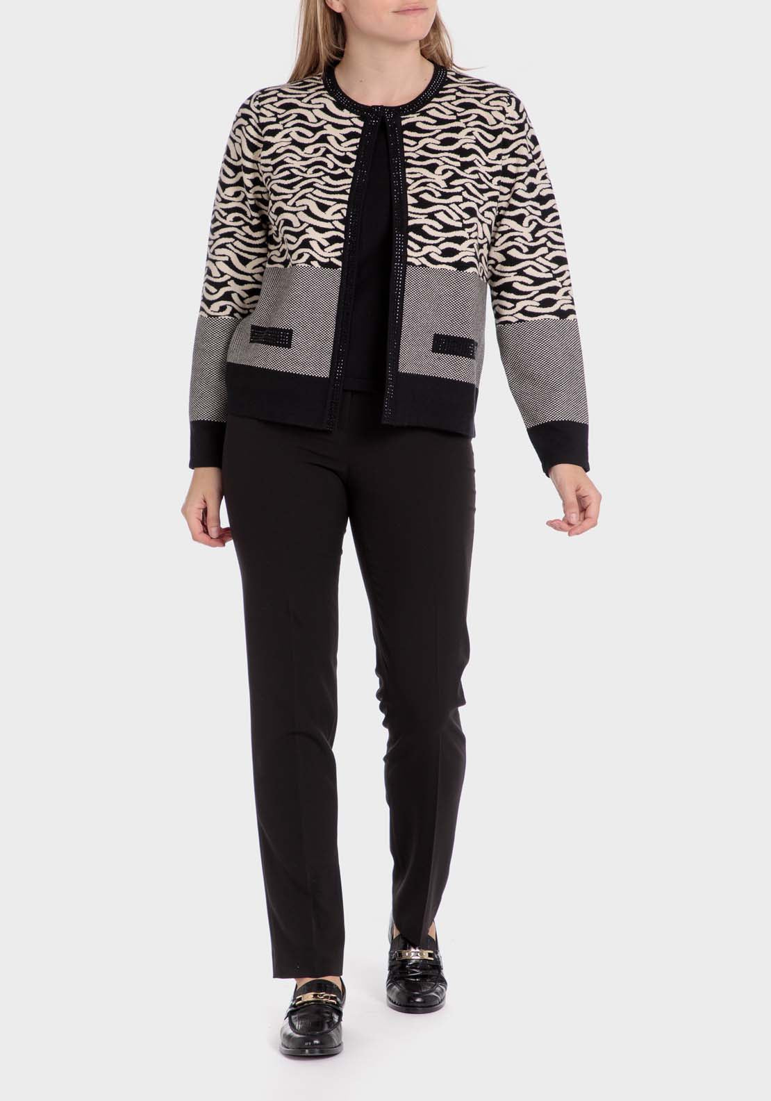 Punt Roma Faux Knitted Twinset - Black 3 Shaws Department Stores