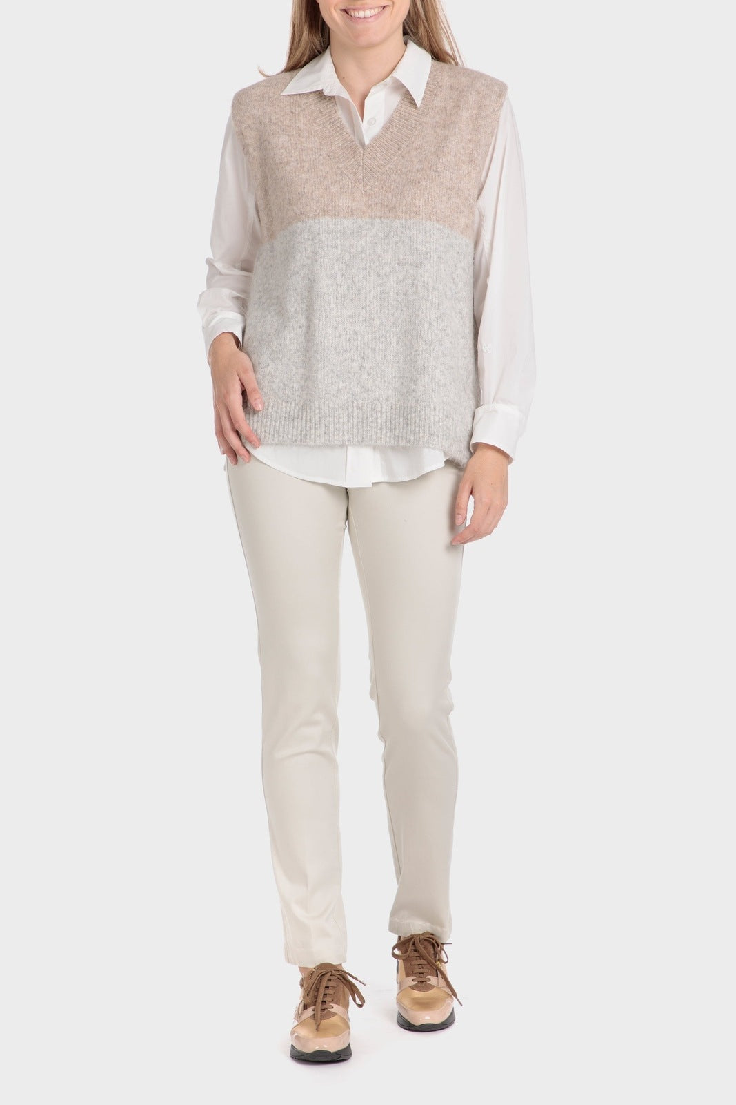 Punt Roma Knitted Waistcoat - Grey 3 Shaws Department Stores