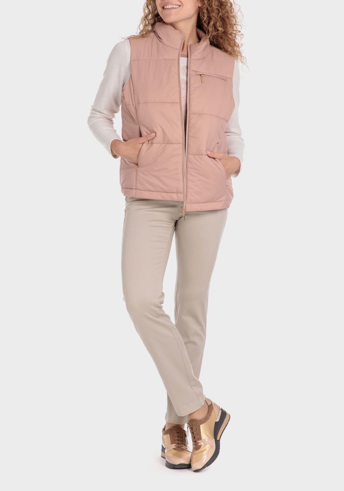 Punt Roma Pink Padded Waistcoat - Pink 3 Shaws Department Stores