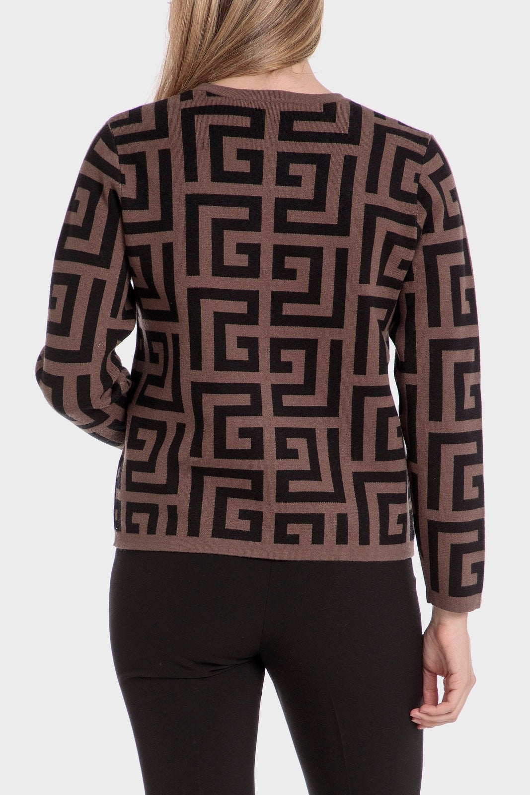 Punt Roma Jacquard Jacket - Brown 2 Shaws Department Stores