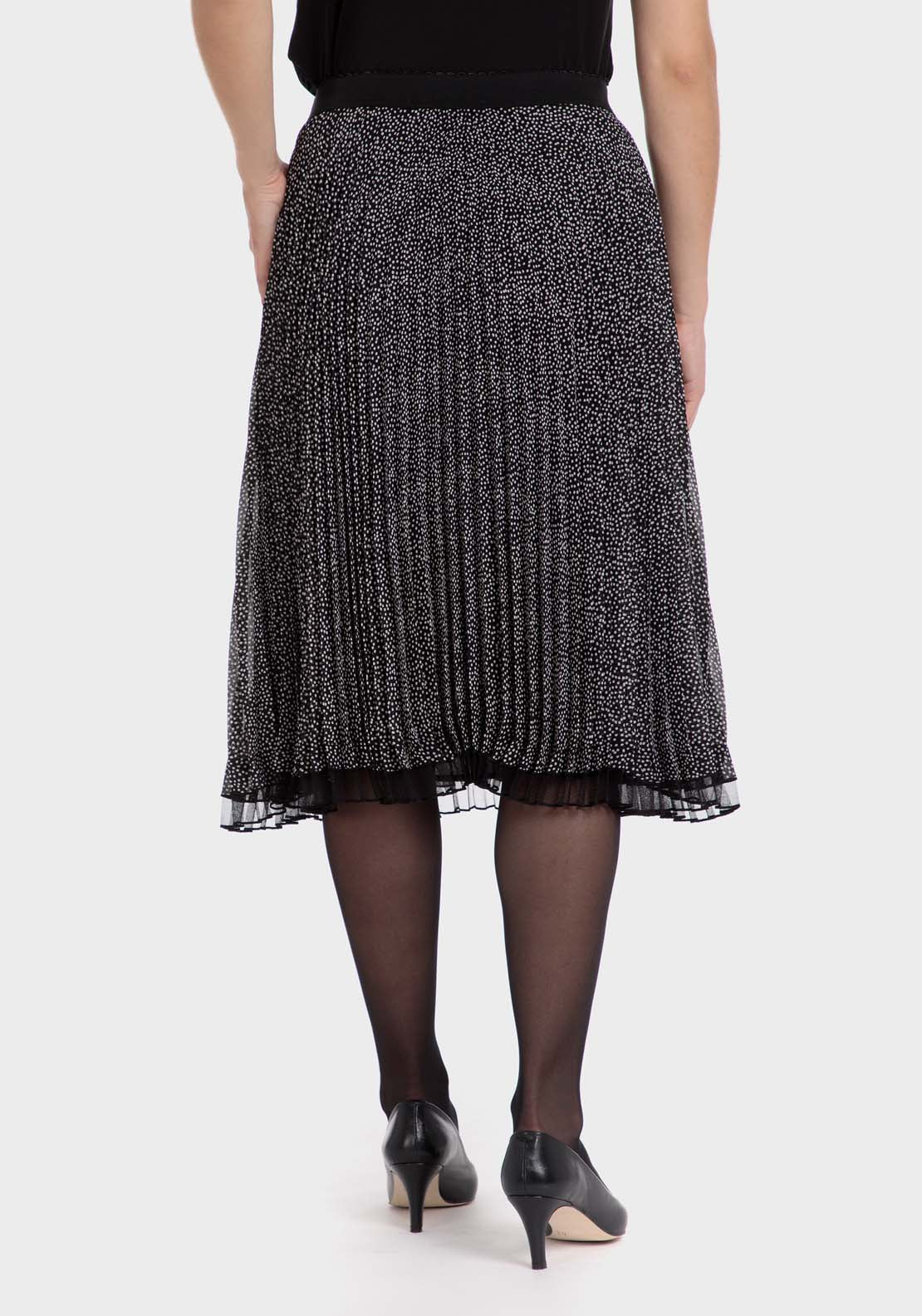 Punt Roma Polka Dot Pleated Skirt - Black 4 Shaws Department Stores