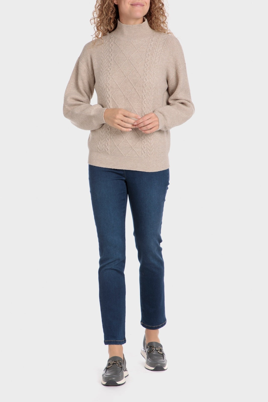 Punt Roma Braids Sweater - Beige 3 Shaws Department Stores