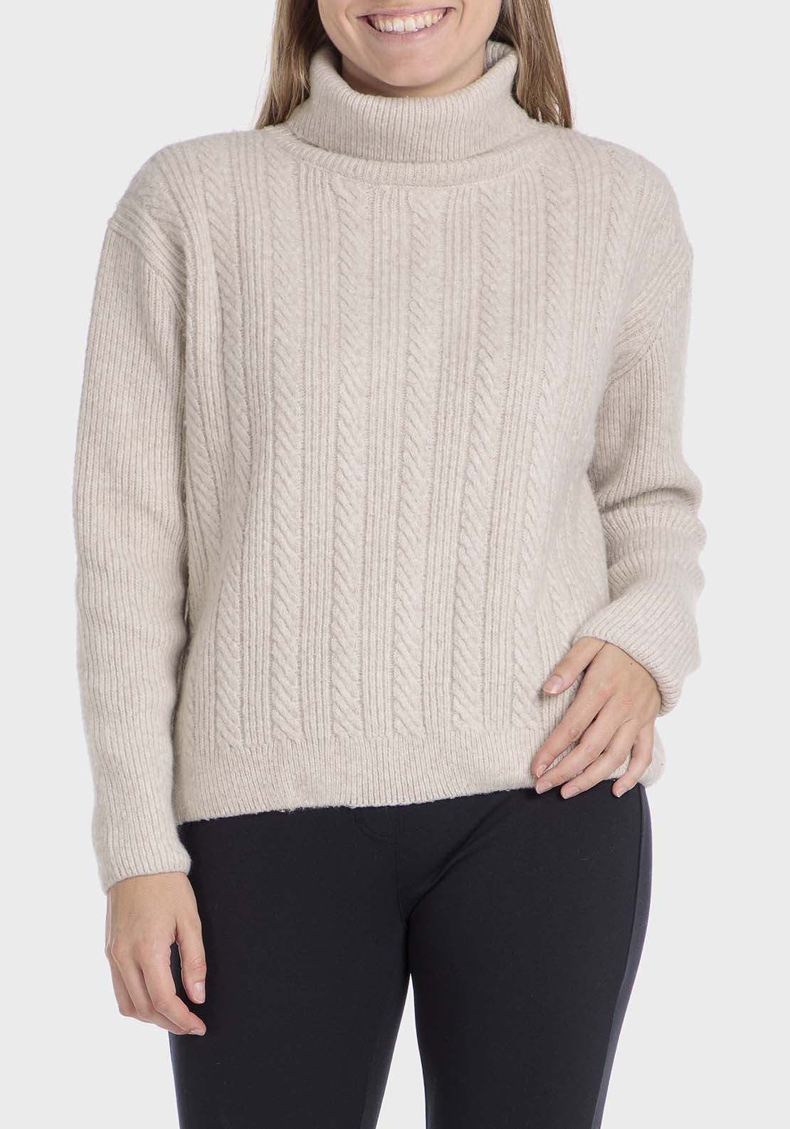 Punt Roma Braids Sweater - Beige 1 Shaws Department Stores